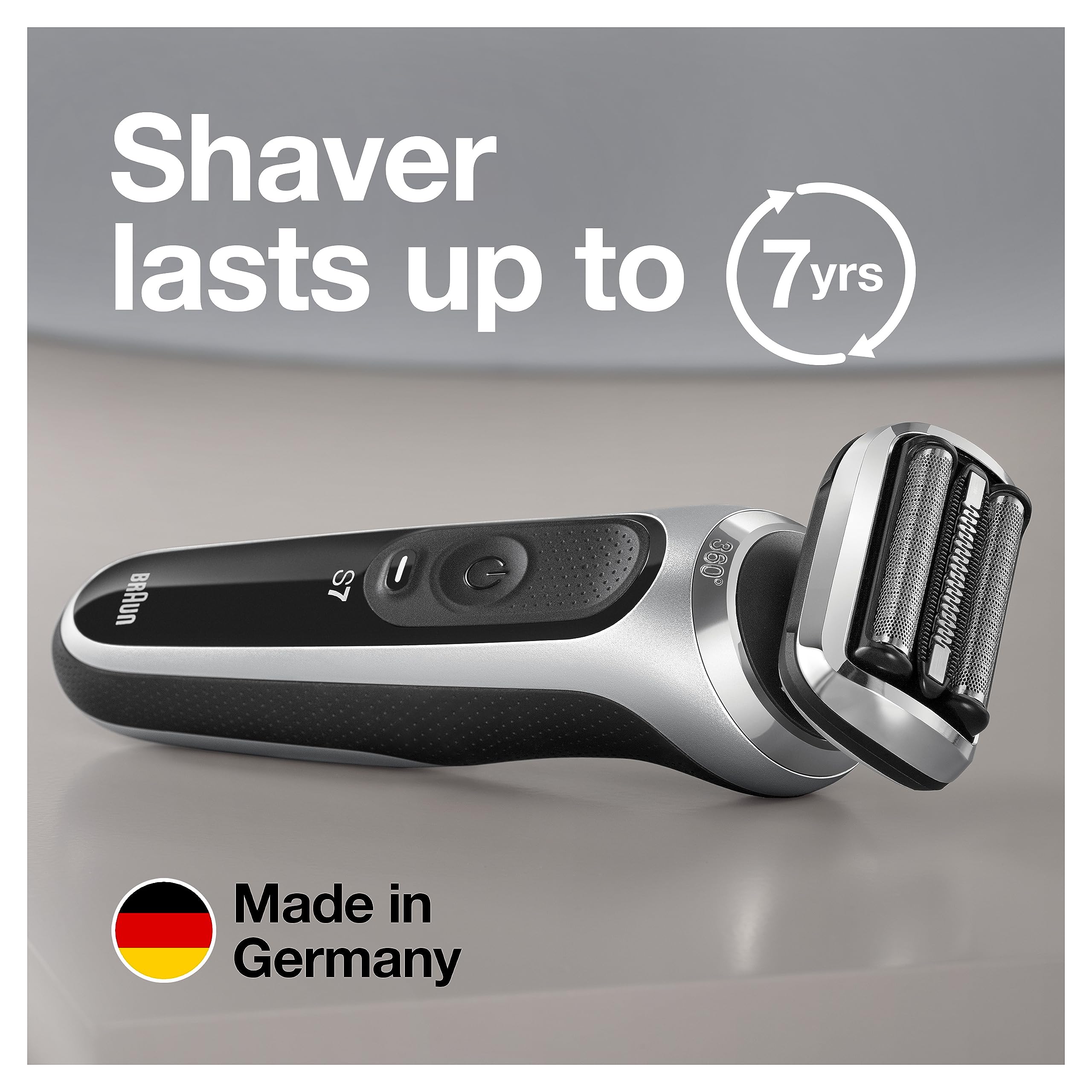 Braun Series 7 7027cs Men's Electric Shaver - Waterproof Foil Shaver for Wet & Dry Shaving with Beard Trimmer - Rechargeable Razor with Charging Stand & Travel Case (Silver Black) - Perfect for Home Use, Travel & Daily Grooming
