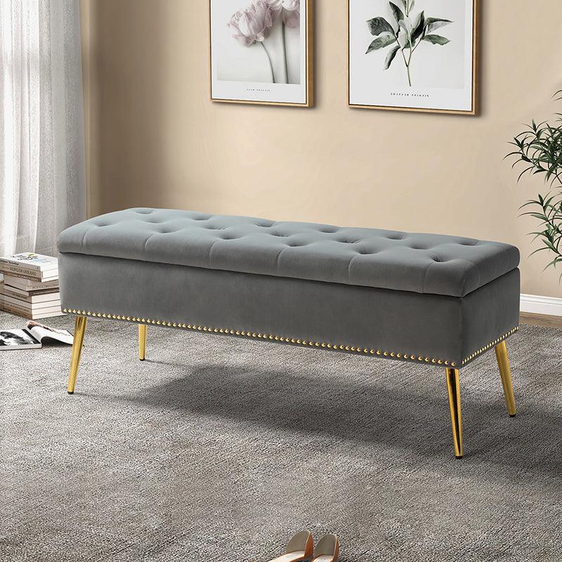 Lenore Upholstered Storage Bench with Cushion Seat - Modern Upholstered Ottoman for Bedroom, Living Room & Entryway - Multi-Functional Storage Furniture for Home Organization