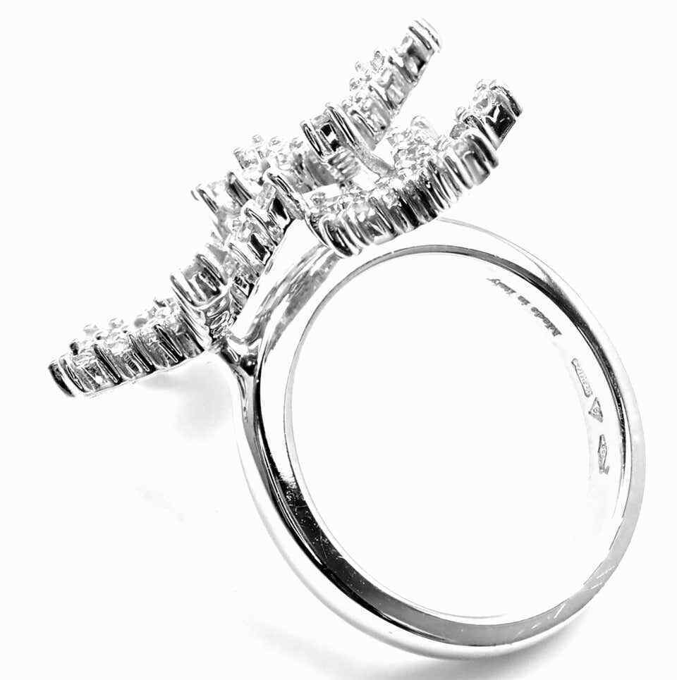 Authentic Damiani Diamond Flower 18k White Gold Cocktail Ring for Women - Elegant Statement Jewelry for Parties, Weddings & Special Occasions
