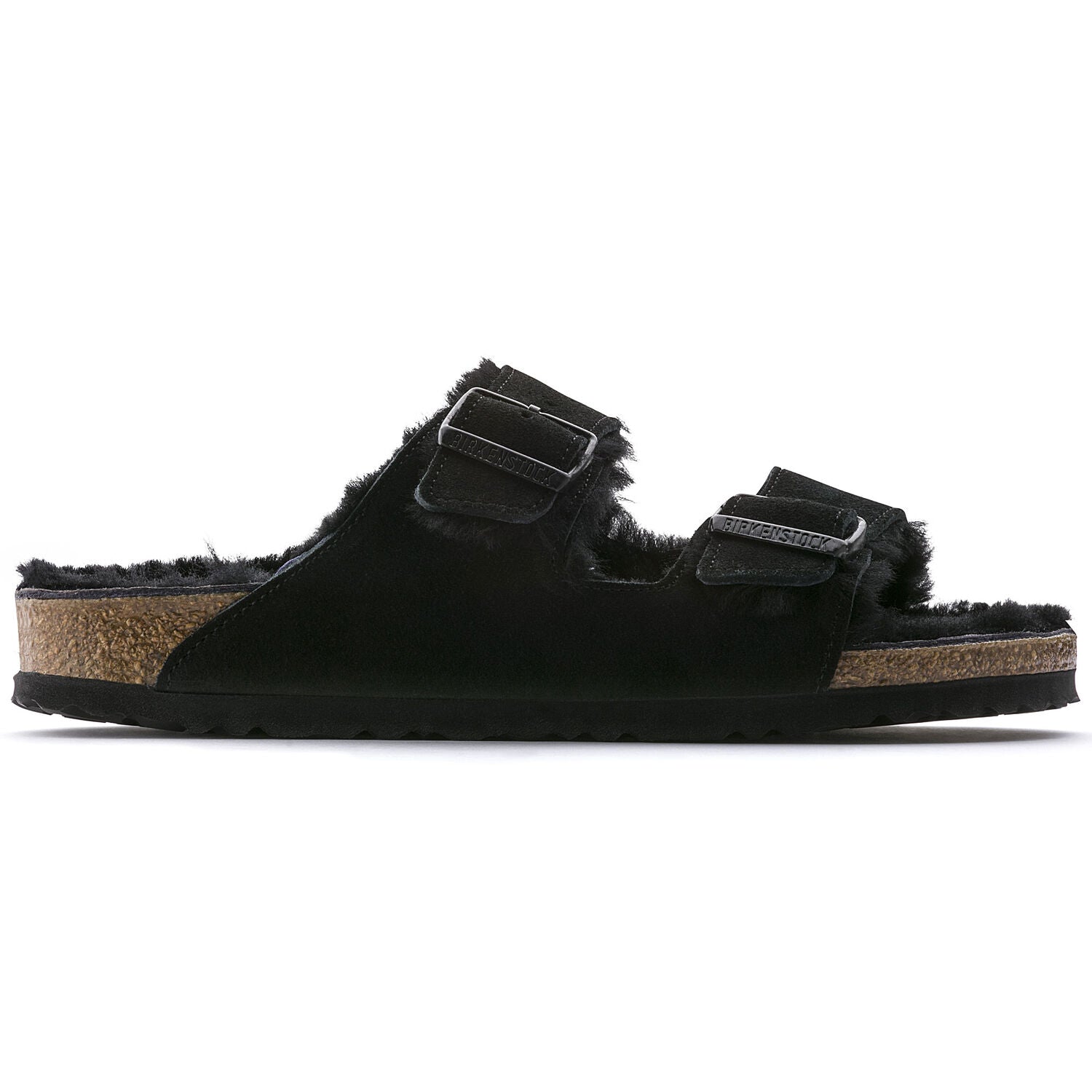 Birkenstock Arizona Shearling Suede Sandals for Women - Soft Black Leather Comfortable Slide Sandals - Perfect for Home, Office & Casual Outings