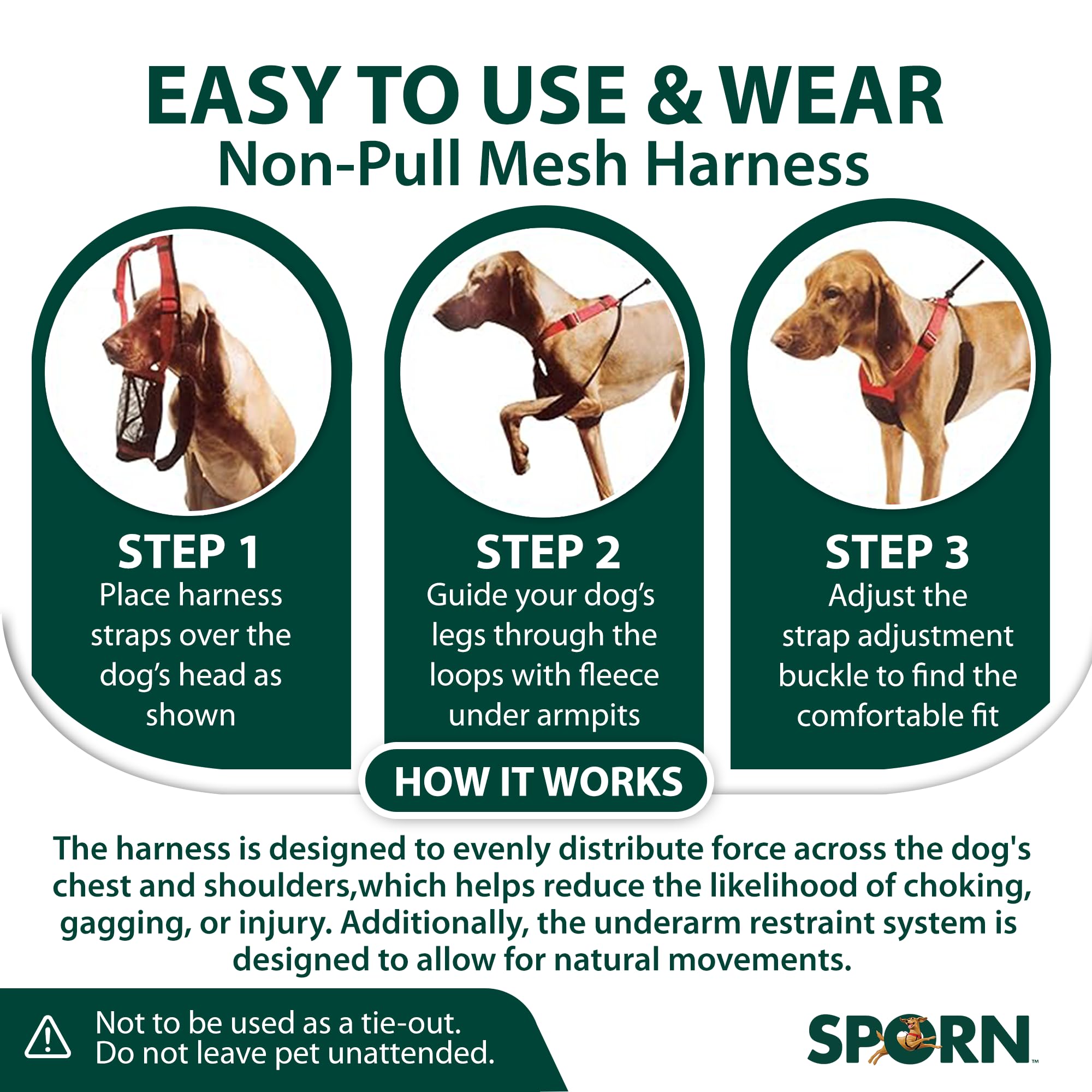 Sporn Extra Small No Pull Dog Harness - Black Mesh Pet Harness for Toy Breeds | Durable Nylon Anti-Pull Design | Breathable & Easy-to-Wear Dog Body Harness for Walking, Training & Outdoor Adventures