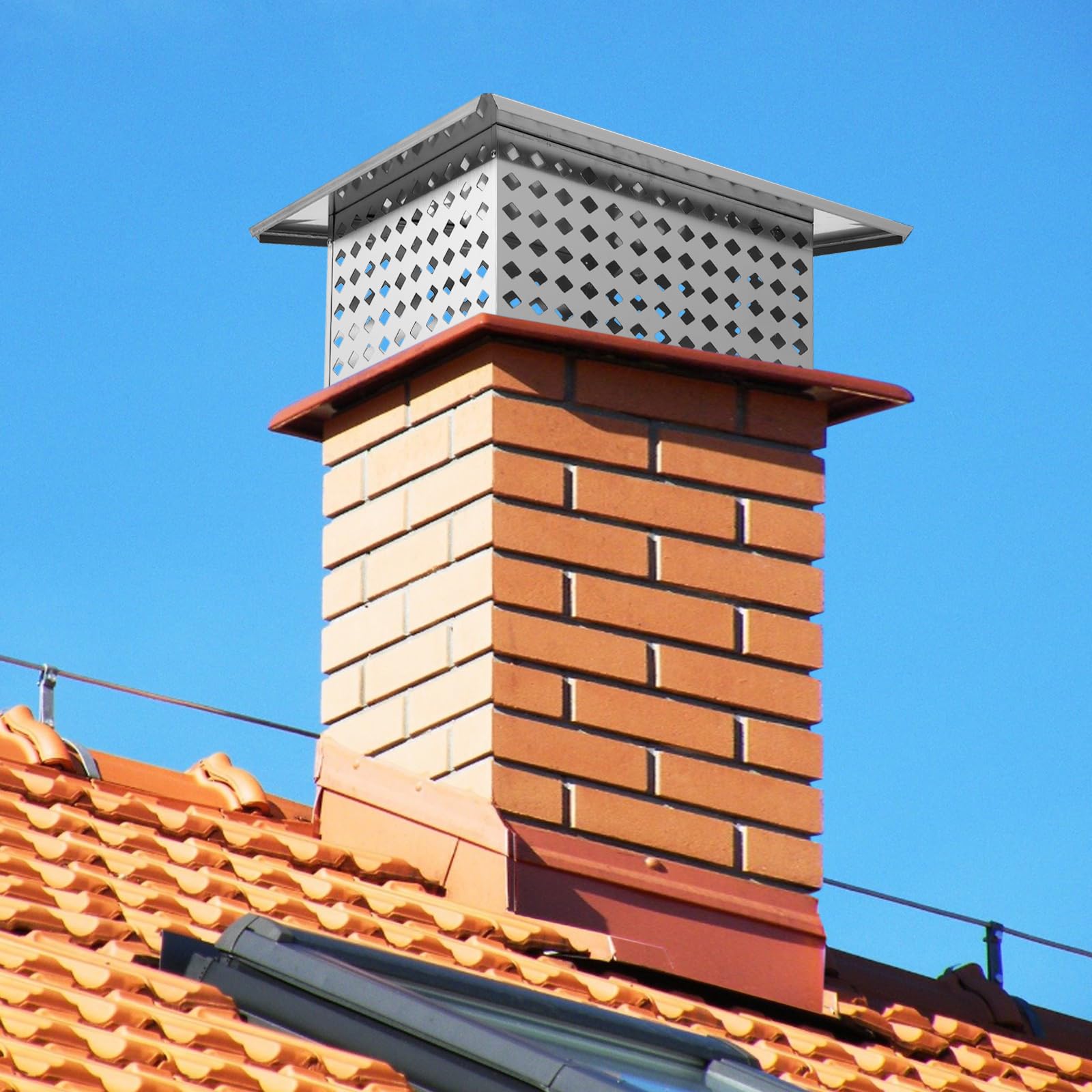 GARVEE 13 x 21 Inch 304 Stainless Steel Chimney Cap - Adjustable Fireplace Flue Cover with Metal Strips, Screws & Gloves - Perfect for Wood Stove, Fireplace, and Outdoor Chimney Protection