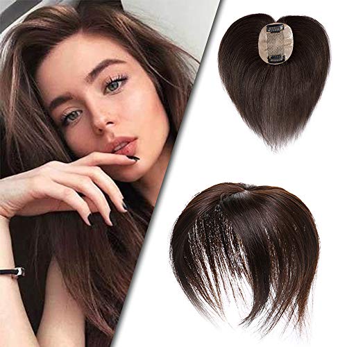 Human Hair Toppers for Women - Clip-In Hairpieces with Silk Base, 10
