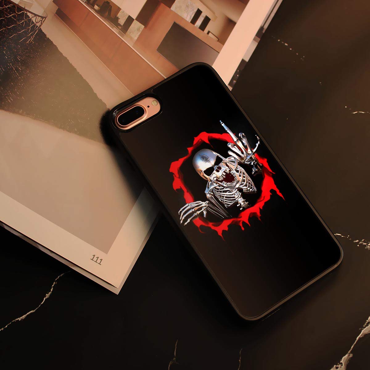 Durable Soft Protective Phone Case for iPhone 8, iPhone 7, iPhone SE 2 (2020) - Horror Skeleton Skull Design | Shockproof Slim Cover for Everyday Use & Halloween Style