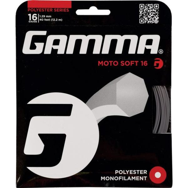 Gamma AMP Moto Soft 16/1.29 Tennis String (Charcoal) - High-Performance Tennis Racket String for Control & Comfort | Perfect for Competitive Play & Recreational Tennis