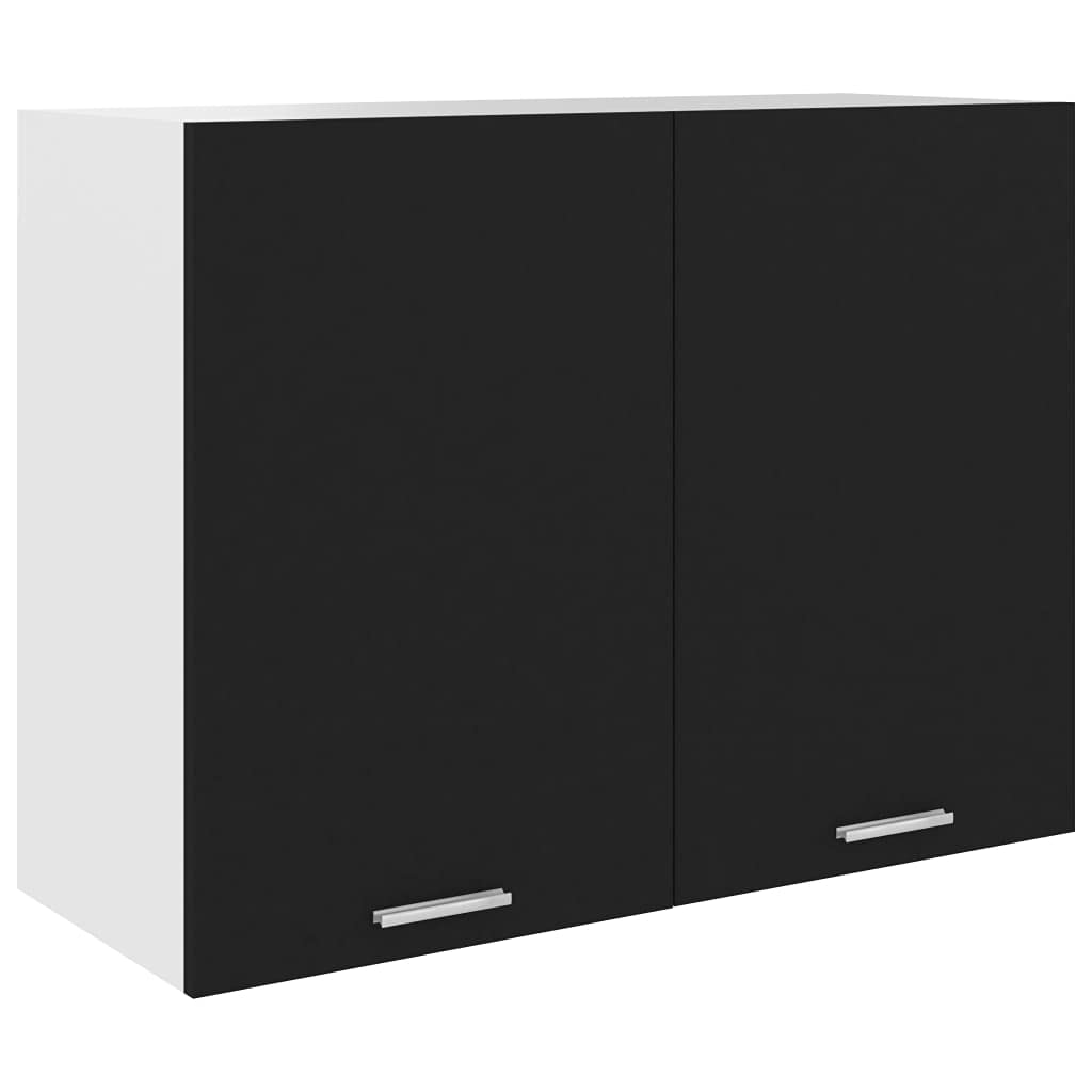 Wall Mounted Wooden Floating Storage Cabinet - 2 Door 2 Shelves Multi-Functional Hanging Organizer for Kitchen, Bathroom, Garage & Laundry Room - Black (Space Saving Home Organization Solution)