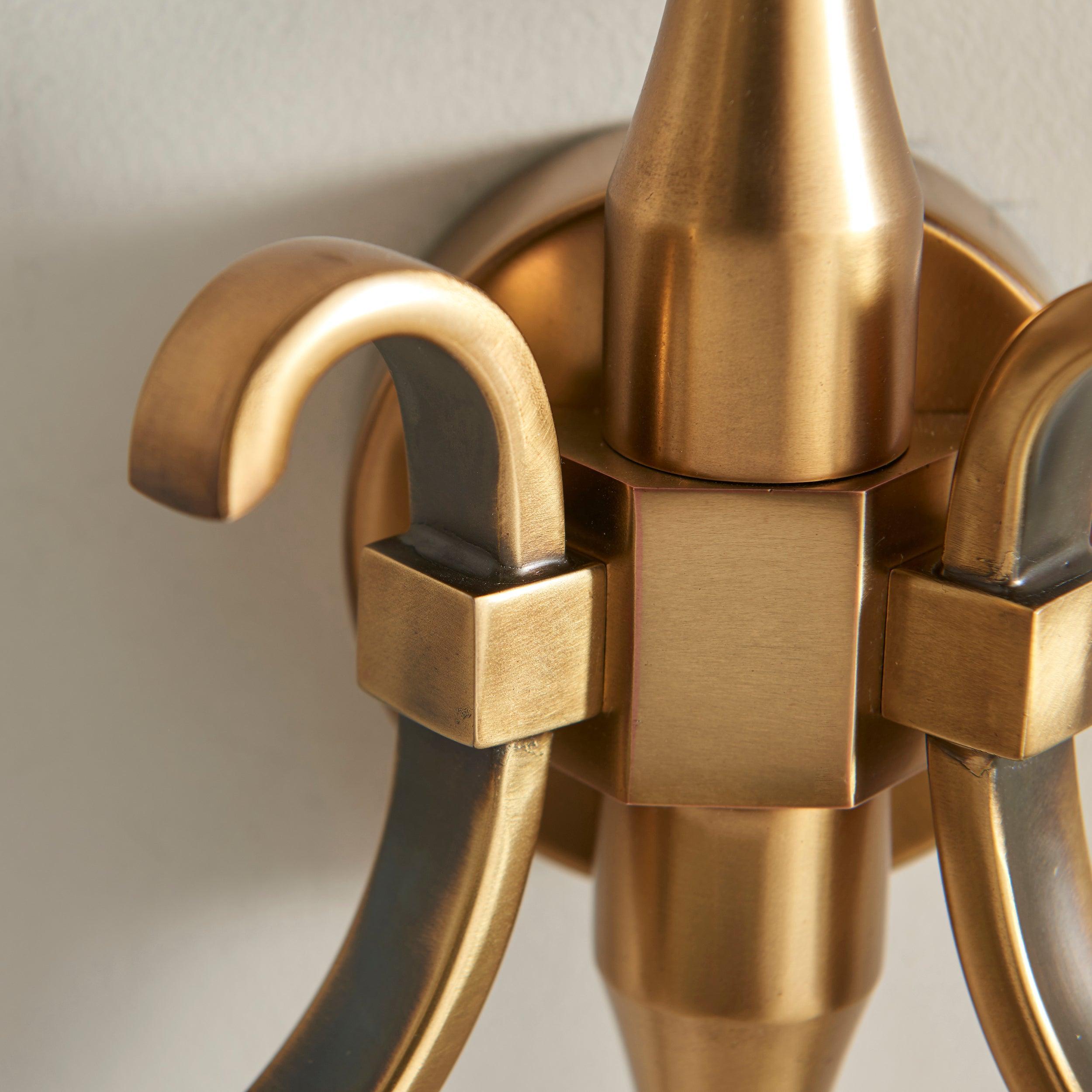 Columbia Brass Twin Wall Light with Cut Glass Shades - Vintage Style Sconce for Living Room, Bedroom, or Hallway Lighting
