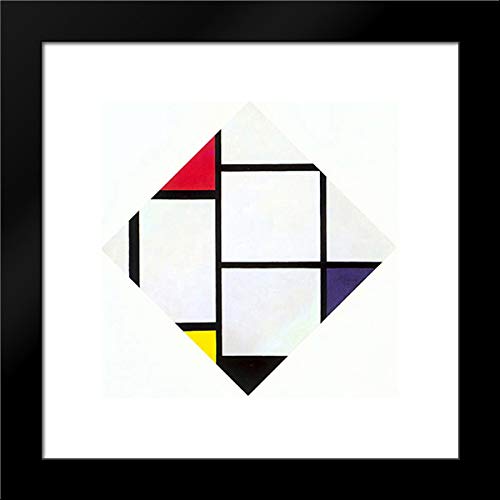 Piet Mondrian Abstract Art Print - 20x20 Framed Wall Decor with Red, Gray, Blue, Yellow & Black Geometric Composition | Modern Home Office Gallery Wall Decor