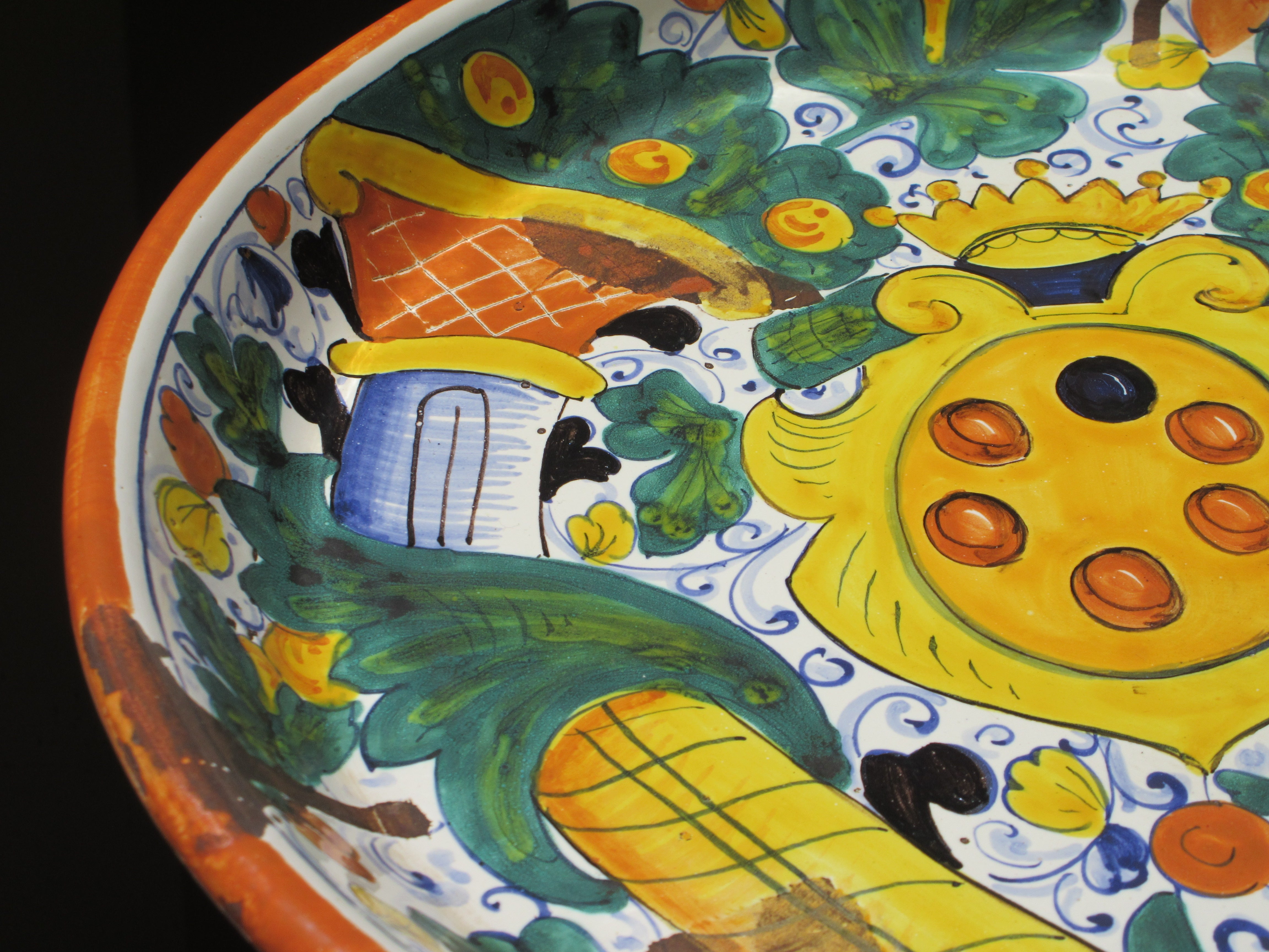 Hand-Painted Ceramic Table Centerpiece - Elegant Italian Home Decor for Dining Table, Wedding, and Party Decorations