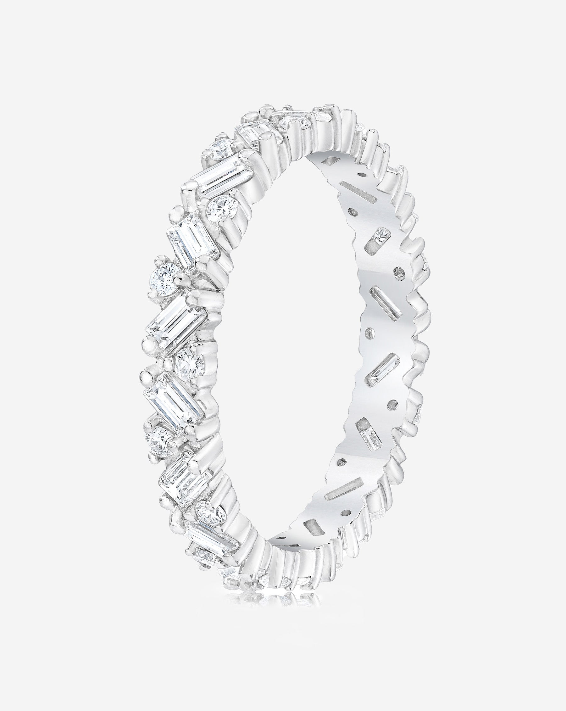 Baguette Cluster Eternity Band Ring for Women - Elegant Wedding, Engagement & Anniversary Jewelry Gift - Perfect for Bridal, Party & Special Occasions