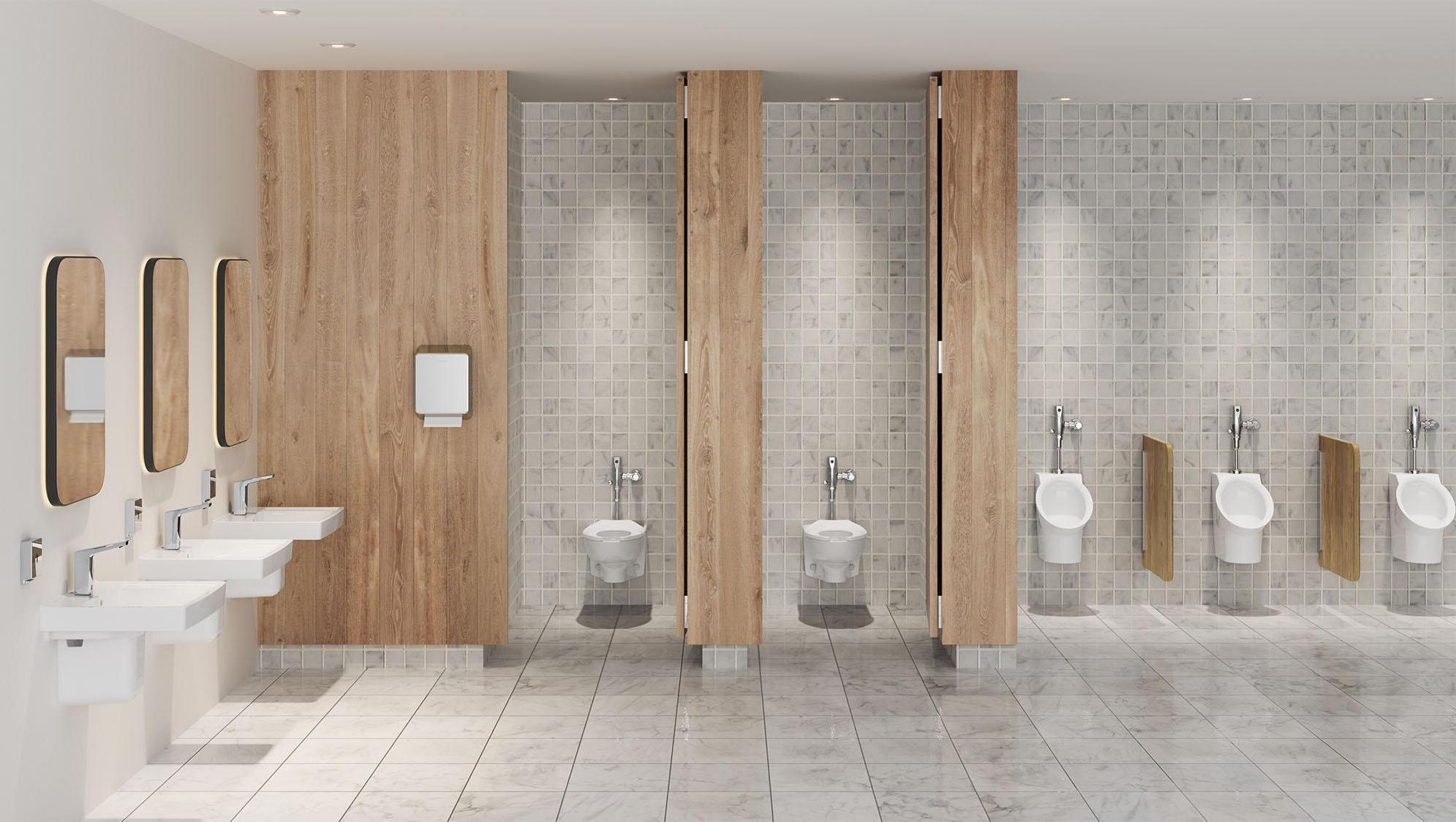 American Standard Afwall 1.1 GPF Wall Mounted Elongated Toilet with Back Spud - Water Efficient White Flushometer Bowl (Seat Not Included) - Perfect for Commercial Restrooms & Public Washrooms