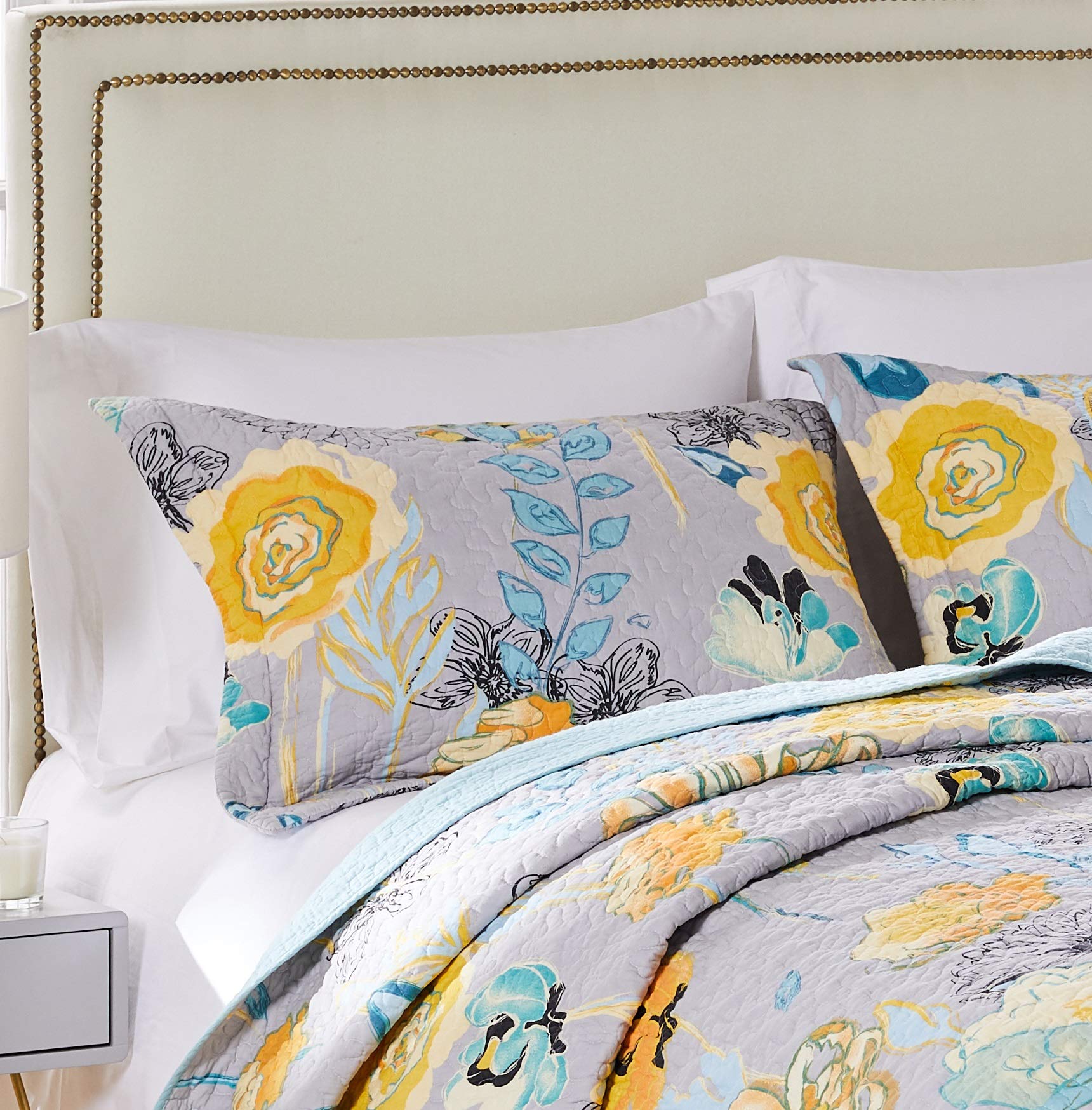 Greenland Home Watercolor Dream King Size Pillow Shams 20x36 Inches - Soft Gray Decorative Pillow Covers for Bedroom, Living Room & Guest Room