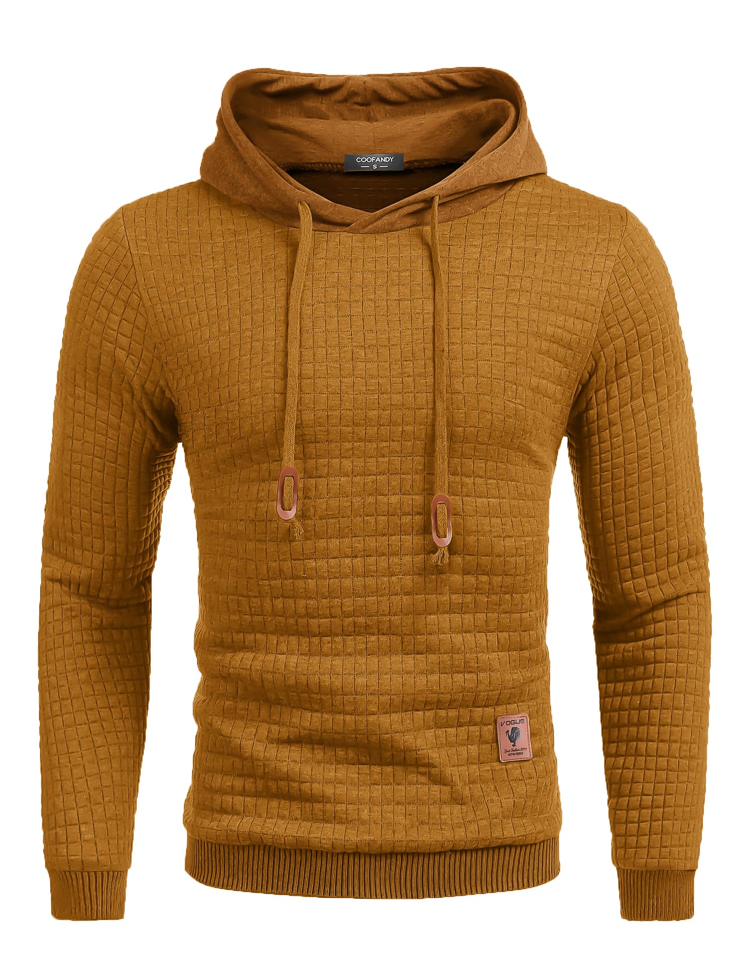 COOFANDY Men's Casual Hooded Sweatshirt - Long Sleeve Waffle Knit Pullover Hoodie with Drawstring | Comfortable Streetwear for Fall & Winter | Perfect for Outdoor Activities, Gym, and Daily Wear