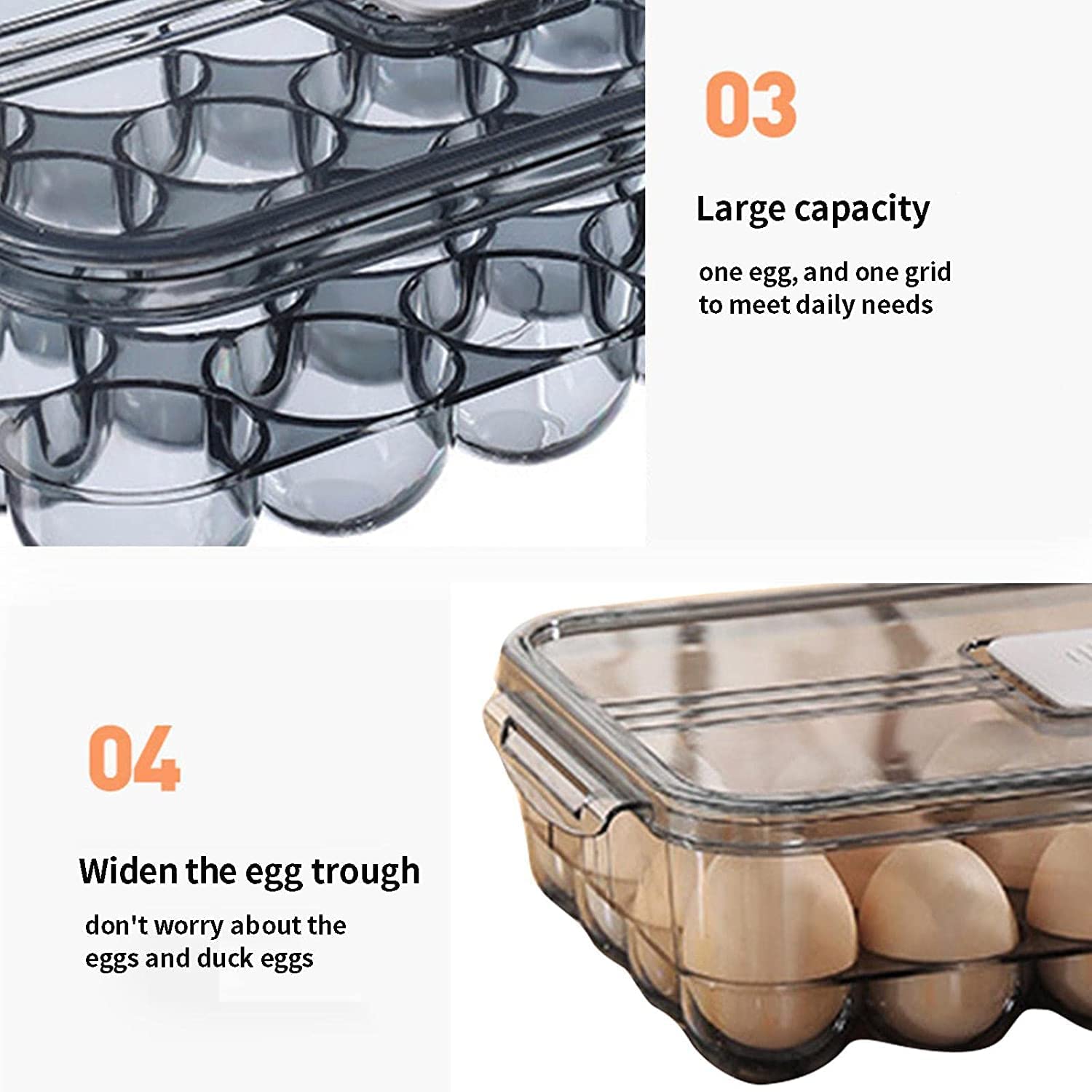 GLIVE 24 Grids Clear Plastic Egg Holder - Stackable Egg Storage Container with Lid for Refrigerator - Perfect for Kitchen, Pantry & Farm Fresh Egg Organization