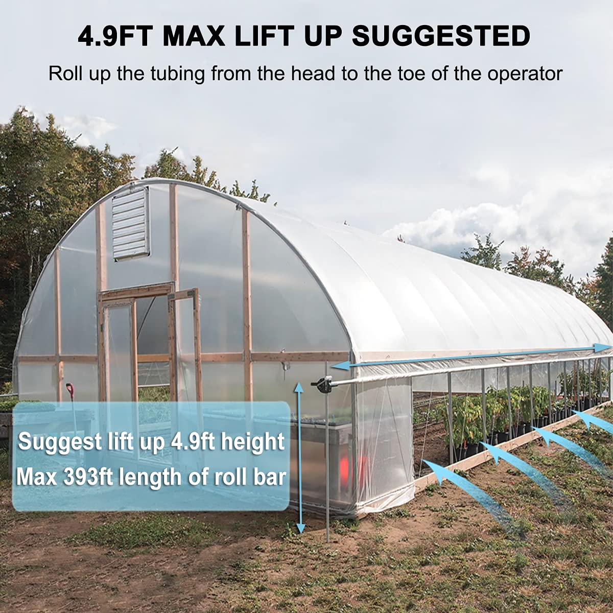 UYGALAXY Greenhouse Sidewall Manual Film Roll Up Hand Crank Winch - Durable Ventilation System for Greenhouses & Agricultural Use - Perfect for Temperature Control & Air Circulation in Home Gardens & Commercial Farms