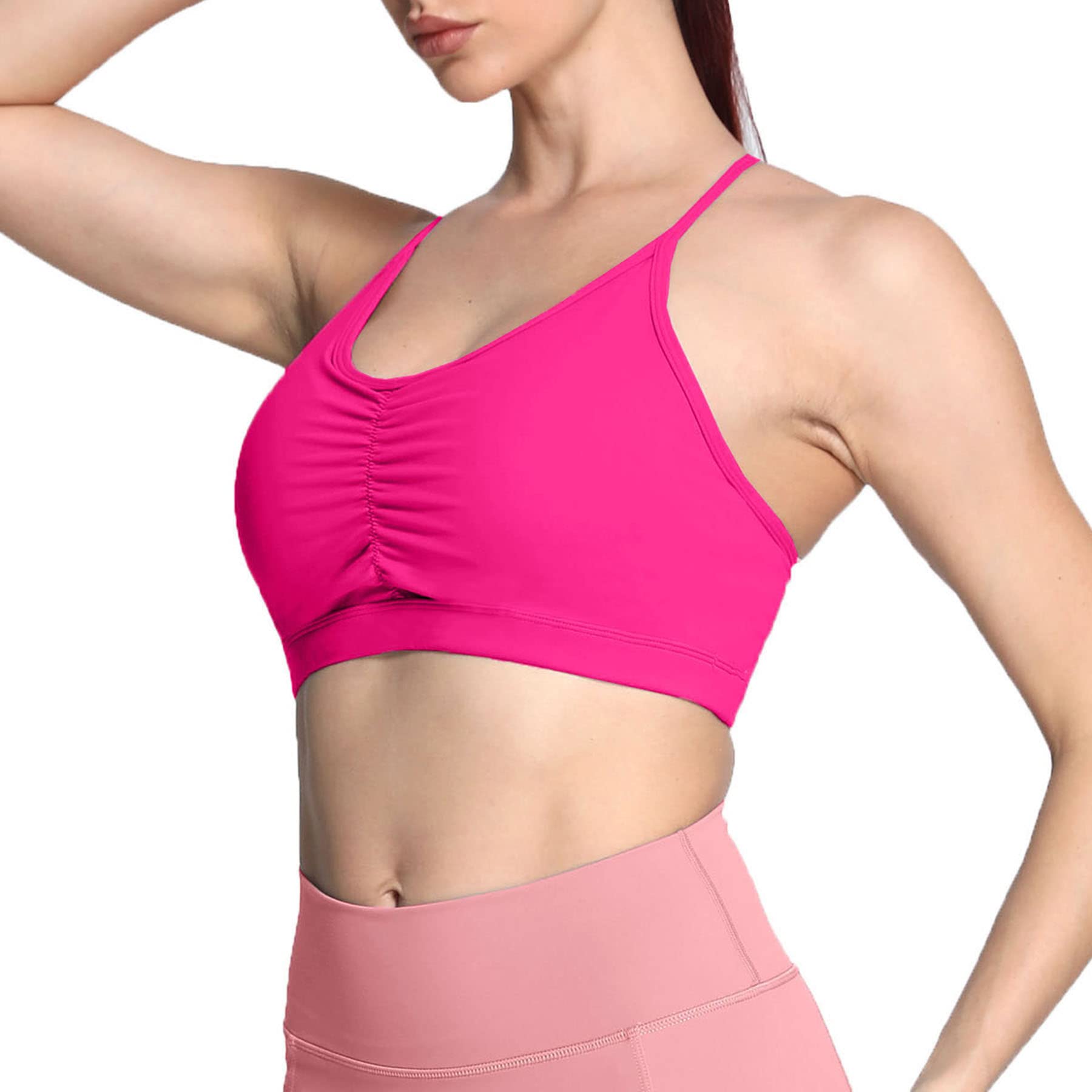 Aoxjox Women's Sports Bras - Workout Fitness Cross Back Yoga Crop Top for Running, Gym & Training - Comfortable Ruched Design for Active Lifestyles