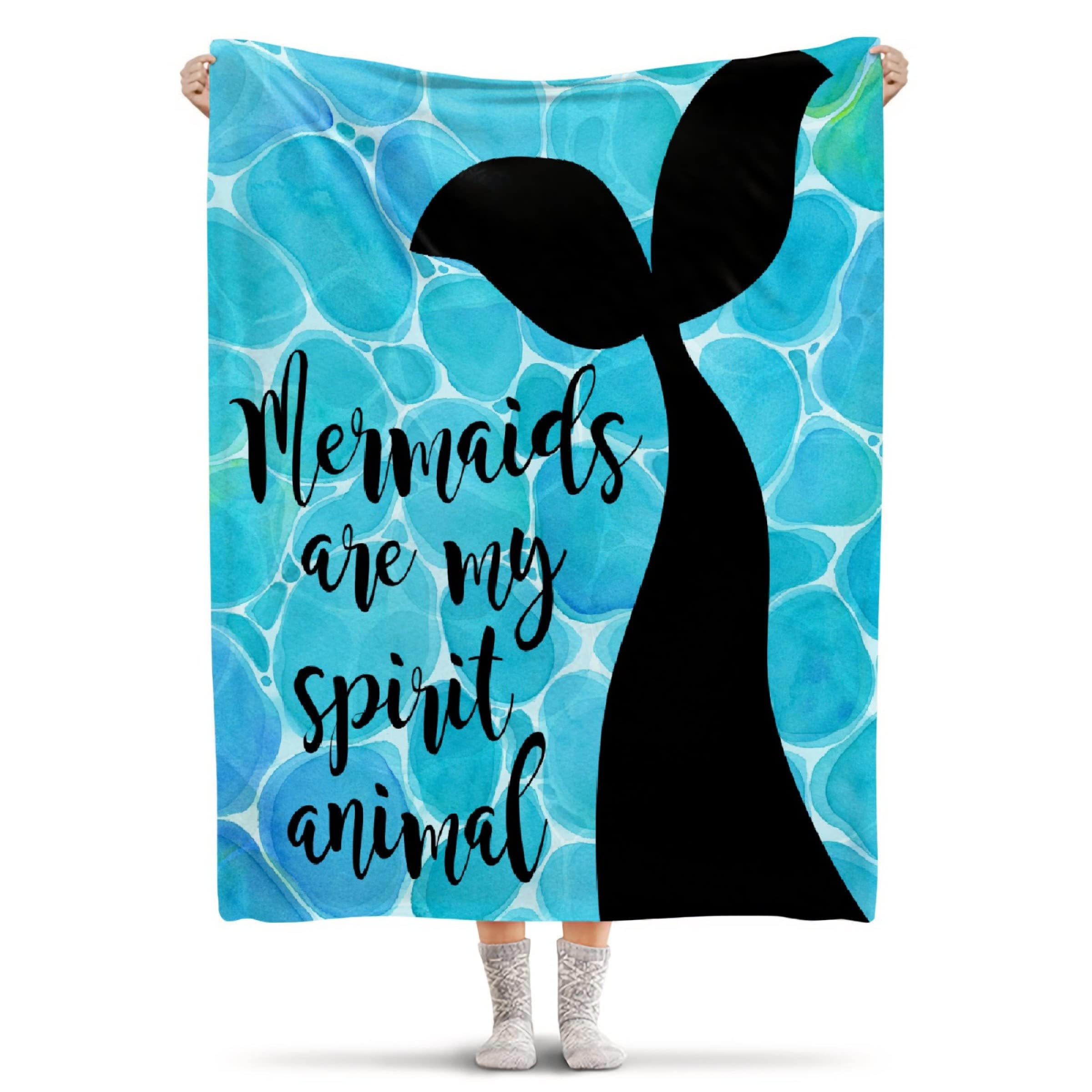 Mermaid Print Flannel Throw Blanket - Soft & Cozy Extra Large 90x120 Inches - Perfect for Bed, Sofa, Couch Decor - King Size Warm Blanket for Home, Office & Gift Giving