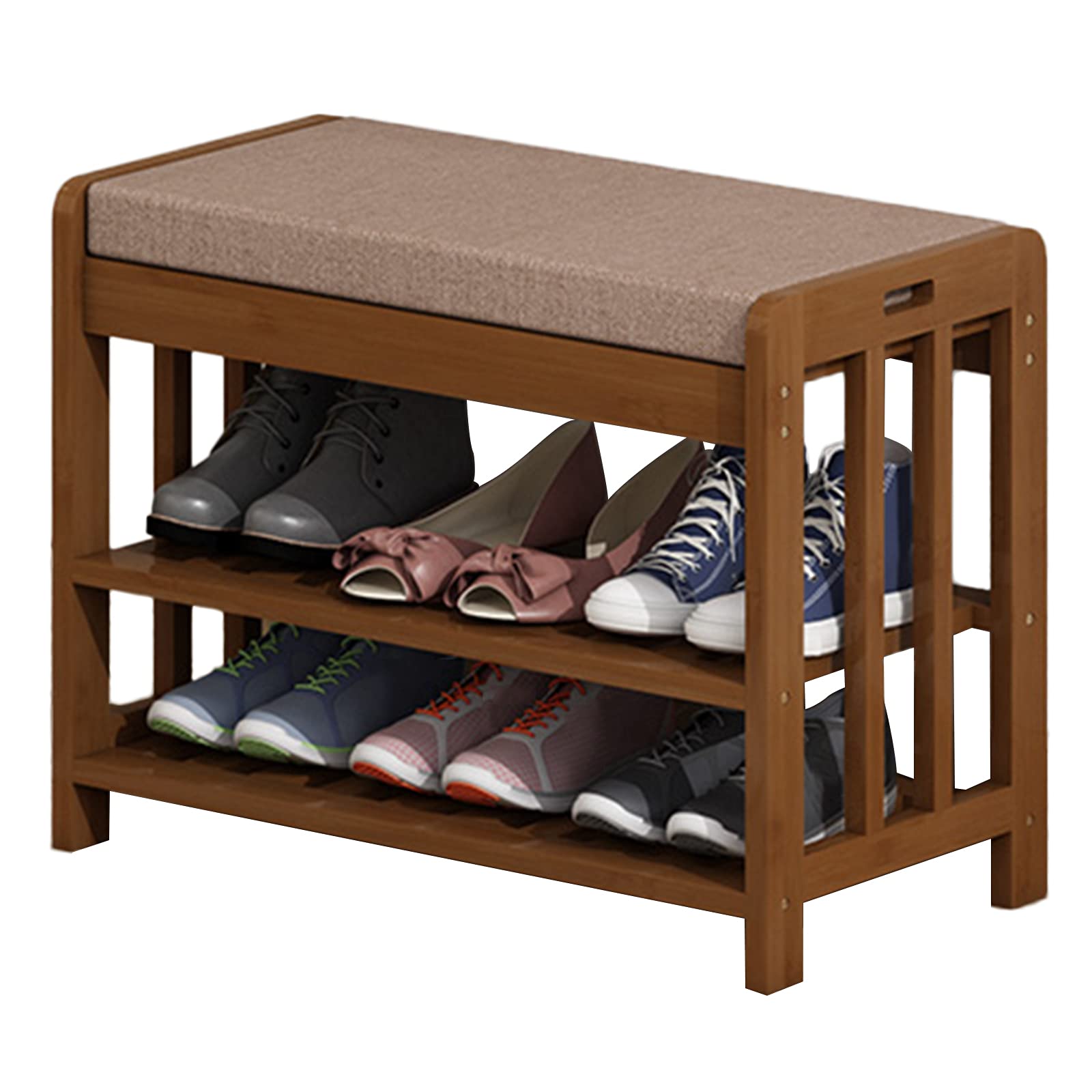 JHSLXD Bamboo Shoe Rack - 60CM Multi-Layer Shoe Storage Cabinet with Stool for Hallway, Entryway & Home Organization | Space-Saving Shoe Shelf & Decorative Furniture for Small Apartments | Perfect for Entryway Storage, Shoe Display & Quick Shoe Changes