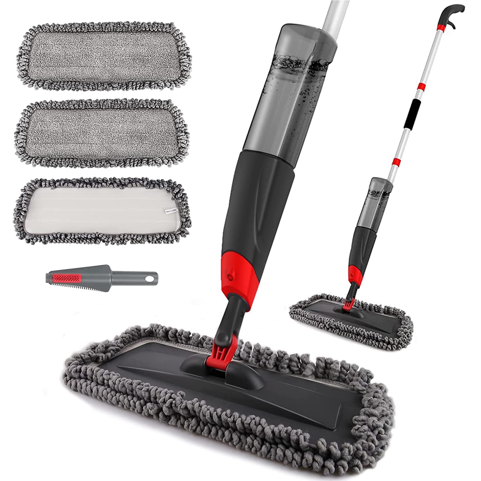 Homgif Spray Mop, 135cm Spray Mop Floor Cleaner with 750ml Spray Bottle & 3 Reusable Pads - Ideal for Hardwood, Laminate, Tile & Ceramic Floors - Perfect for Home, Kitchen & Office Cleaning