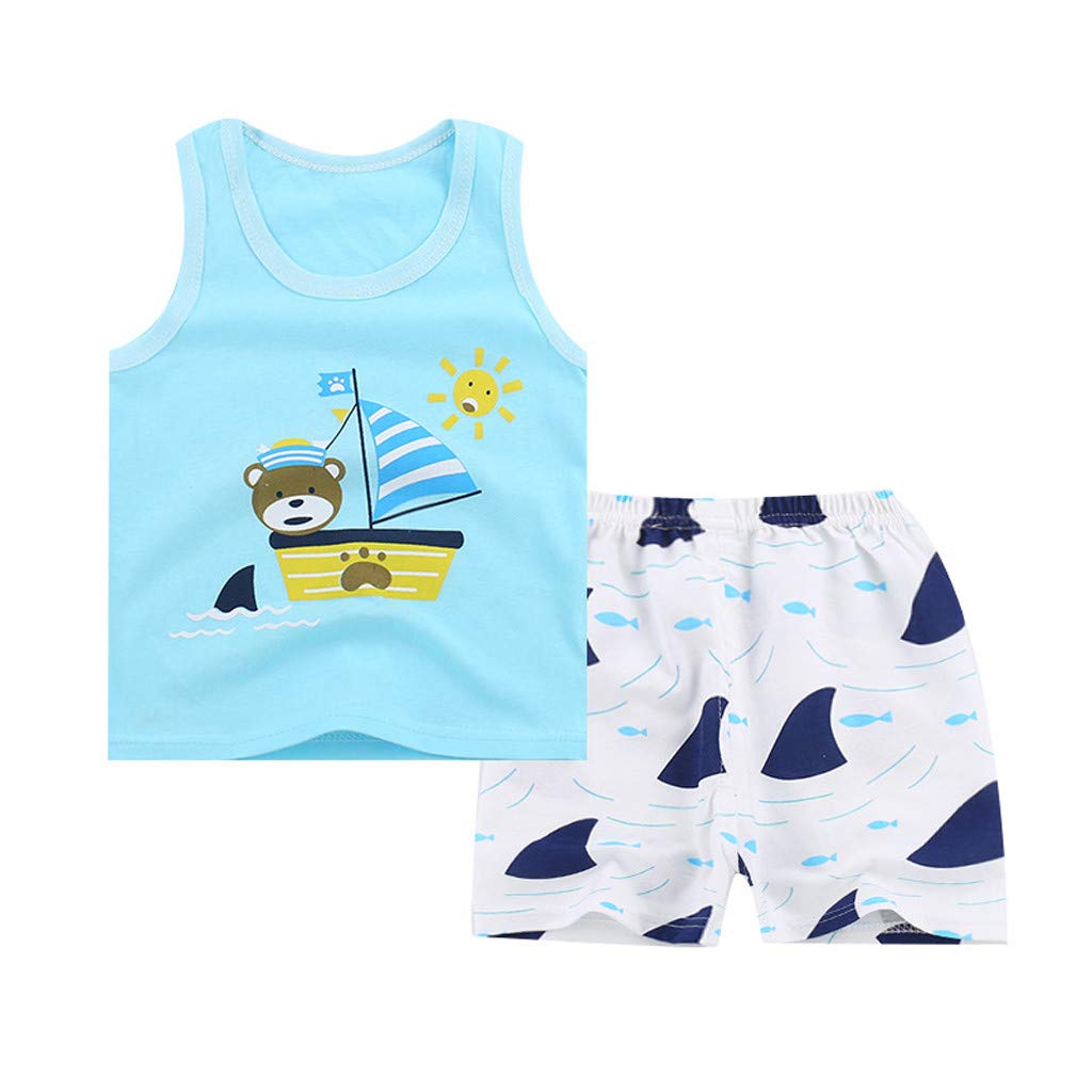 WOCACHI Baby Boys Dinosaur Tank Top & Shorts Set for Toddler Playtime