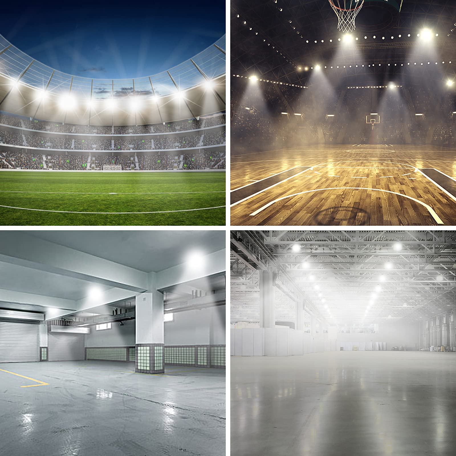 100W LED Flood Lights - 10,000LM Super Bright Outdoor Security Lights, IP66 Waterproof - 5000K Daylight White for Yard, Garden, Garage, Playground, Stadium & Parking Lot Lighting | Energy Efficient Commercial & Residential Use