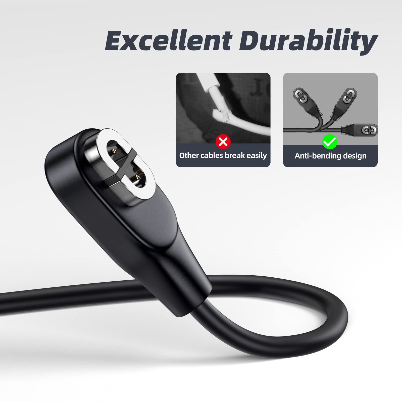 Shokz AfterShokz Magnetic Charging Cable - 3.3ft USB Fast Charger for OpenComn, OpenRun, OpenRun Pro/Mini Headphones (2 Pack) - Perfect for Workouts, Running & Outdoor Activities