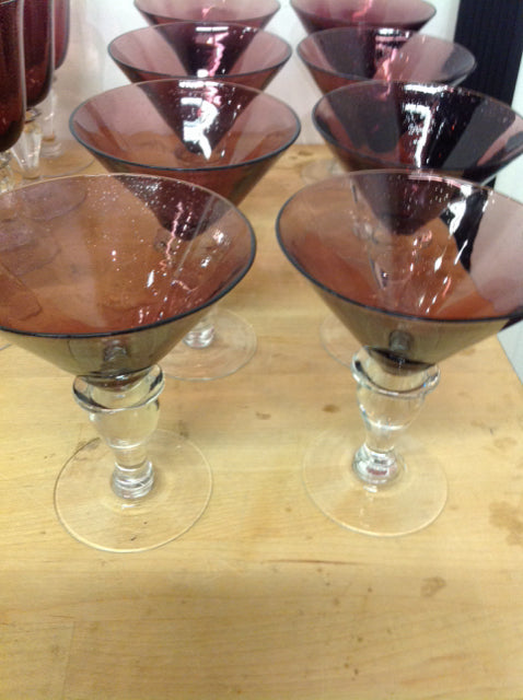 Set of 8 Elegant Plum Martini Glasses - Perfect for Cocktail Parties, Home Bars & Dinner Entertaining