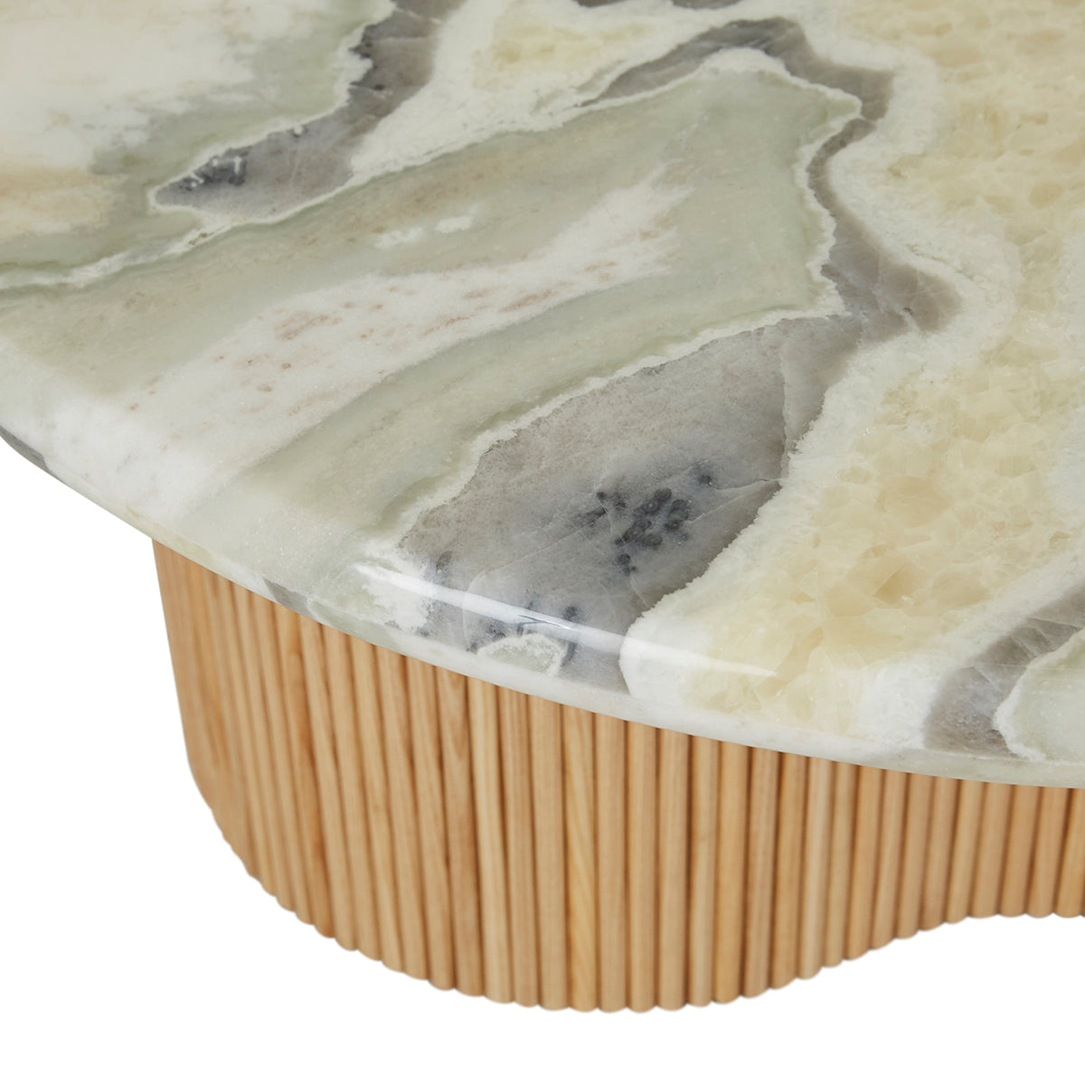 Artie Wave Ripple Coffee Table - Modern Glass Top End Table for Living Room, Bedroom & Office - Stylish Accent Furniture for Home Decor