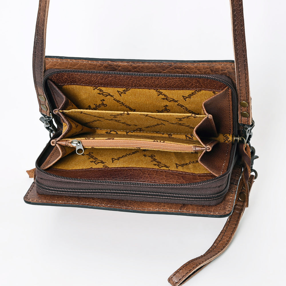ADBG1082 American Darling Genuine Leather Women's Western Wallet Handbag - Hand Tooled Cowhide Purse for Everyday Use, Country Outings & Rodeo Events