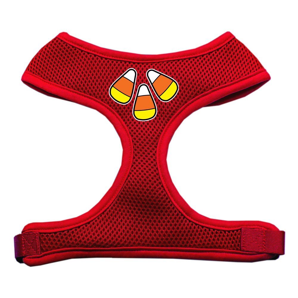 Candy Corn Pattern Soft Mesh Dog Harness - Red Small Size for Small Dogs | Comfortable & Adjustable Pet Vest for Halloween, Costume Parties & Daily Walks