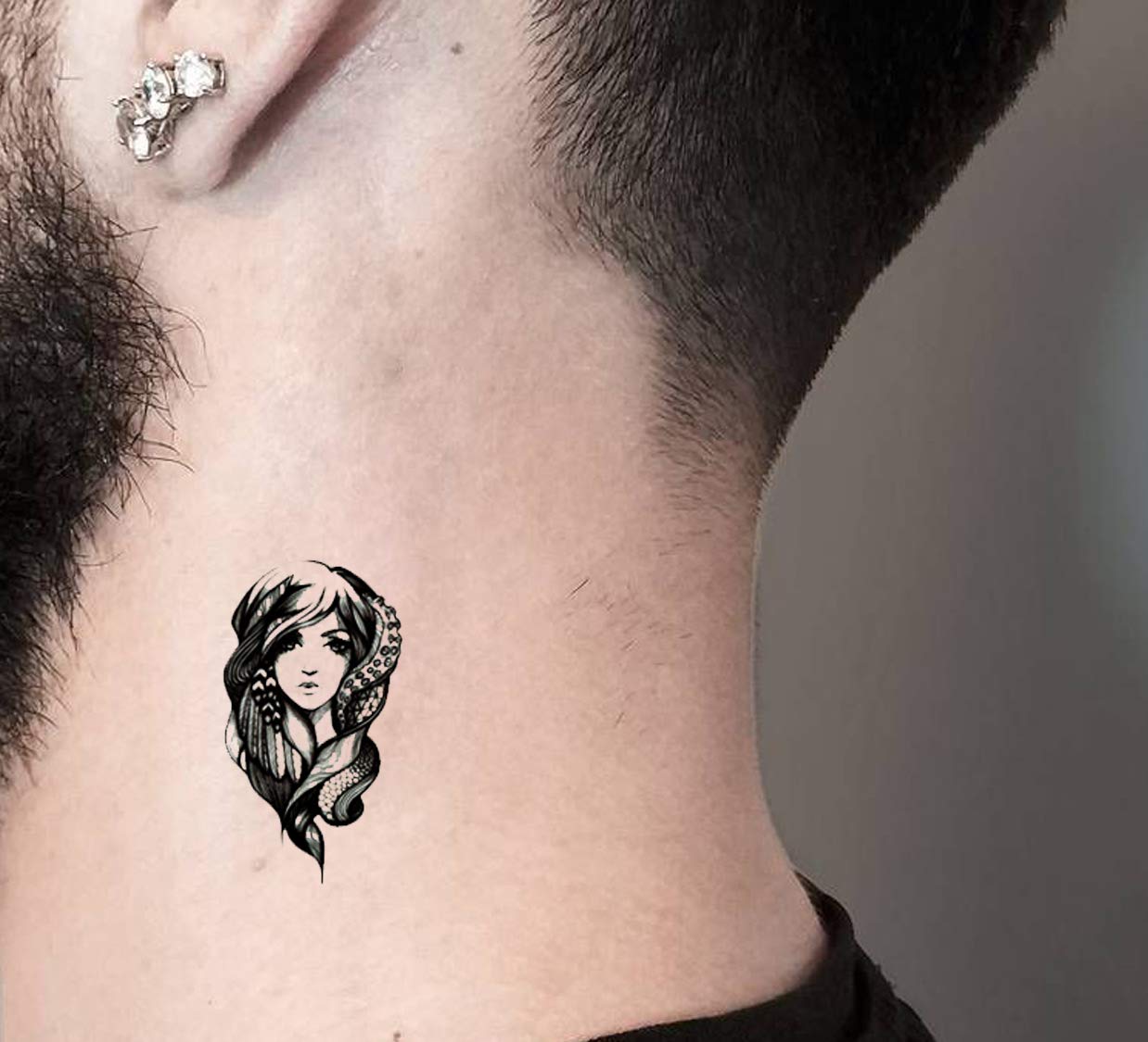 Waterproof Temporary Tattoo Stickers for Men & Women - Realistic 3D Flowers, Butterflies, Stars, Angels, Wolves & Armband Designs (21x15cm) | Perfect for Parties, Halloween, Cosplay & Body Art | HB-887X