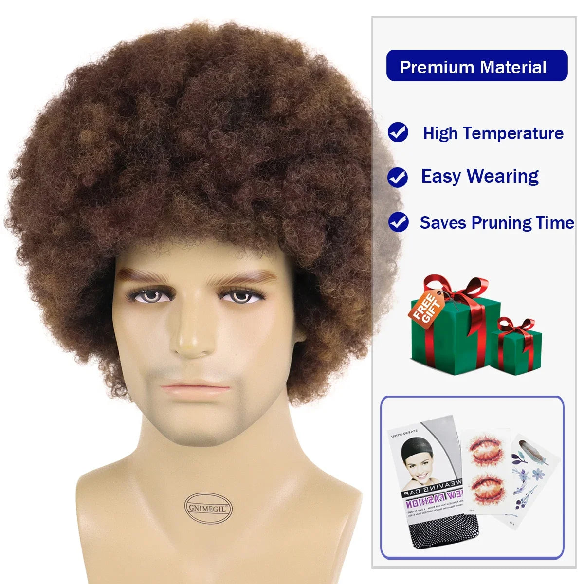 Men's Afro Wigs - Synthetic Curly Hair Wig with Big Volume for Halloween Costume, Cosplay, Bob Bombshell Hairstyle | Perfect for Parties, Themed Events & Costume Performances