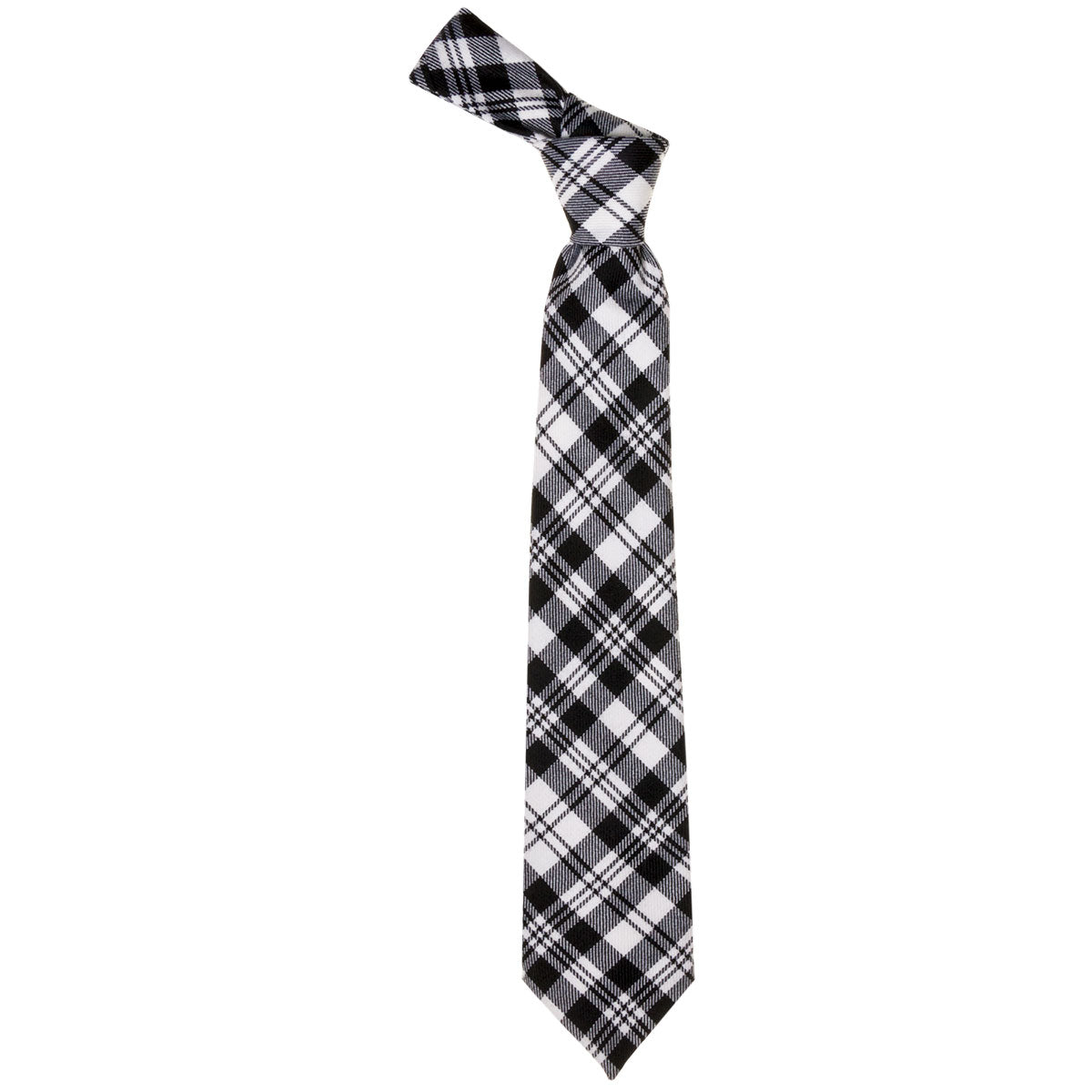 Scott Black and White Tartan Tie - Classic Plaid Necktie for Men | Perfect for Weddings, Business Meetings, and Formal Events