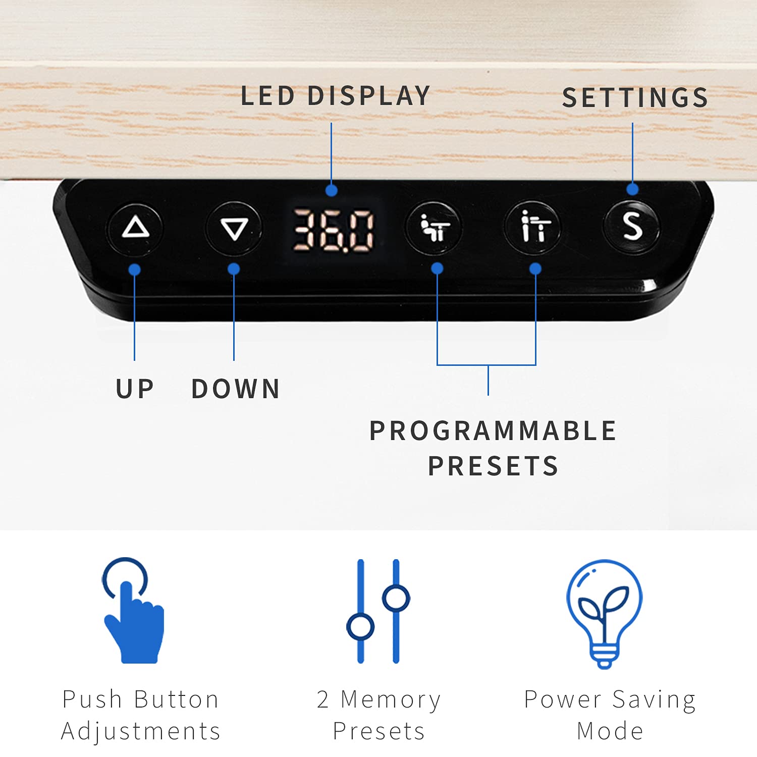 VIVO Electric Height Adjustable Standing Desk 47 x 24 Inches, Sit Stand Desk with Memory Controller, White & Light Wood (DESK-E144WC) - Perfect for Home Office, Gaming & Workspace Ergonomics