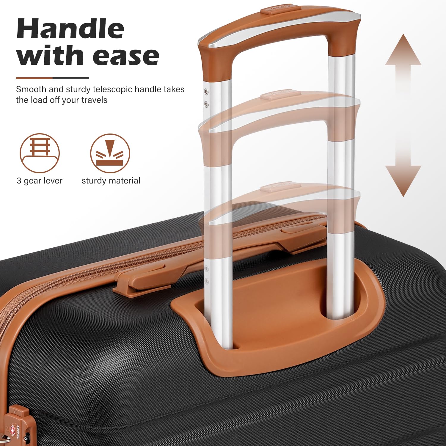 Coolife 3-Piece Hardshell Spinner Luggage Set with TSA Lock - Lightweight Suitcases for Travel (Apricot White, Family Set) | Perfect for Family Vacations, Business Trips & International Travel