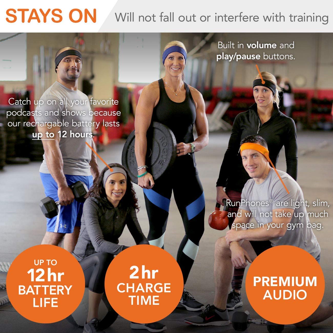 RunPhones New AcousticSheep Wireless Bluetooth Headphones for Running, Gym Workouts & Sports | Sweatproof Flat Speakers with 12-Hour Rechargeable Battery | Perfect for Jogging, Cycling & Fitness Training (Small, Graphite Gray)