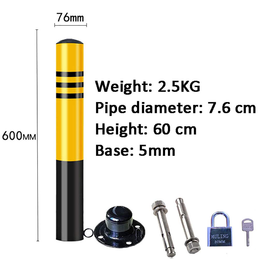 Steel Driveway Barrier Posts - Heavy Duty Parking Bollards for Security & Traffic Control (600mm×76mm) with Reflective Tape | Easy Installation for Driveways, Parking Lots & Commercial Properties
