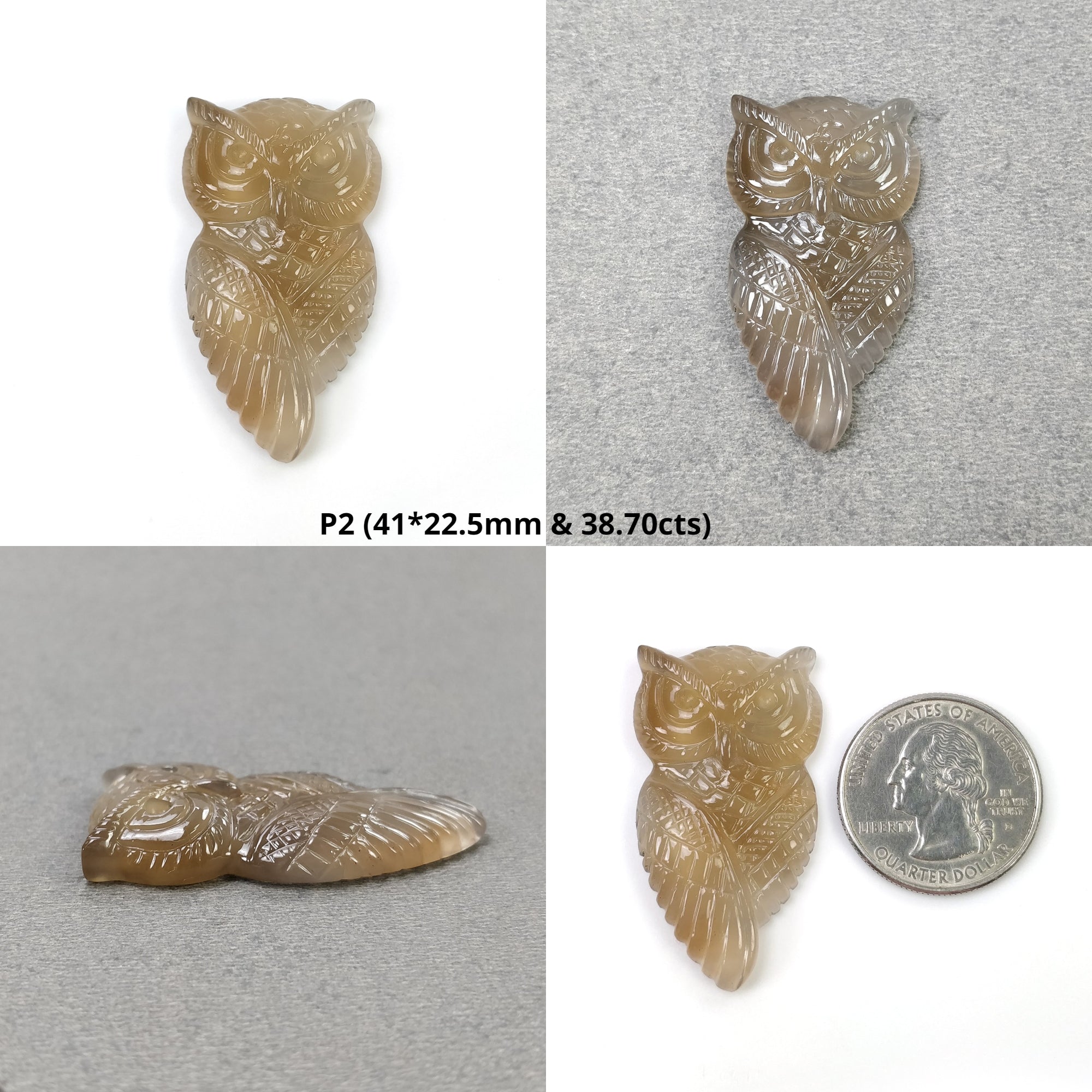 Natural Untreated Orange & Grey Agate Gemstone Carving - Handcrafted Owl & Bull's Face Figurine for Home Decor, Meditation & Spiritual Gifts