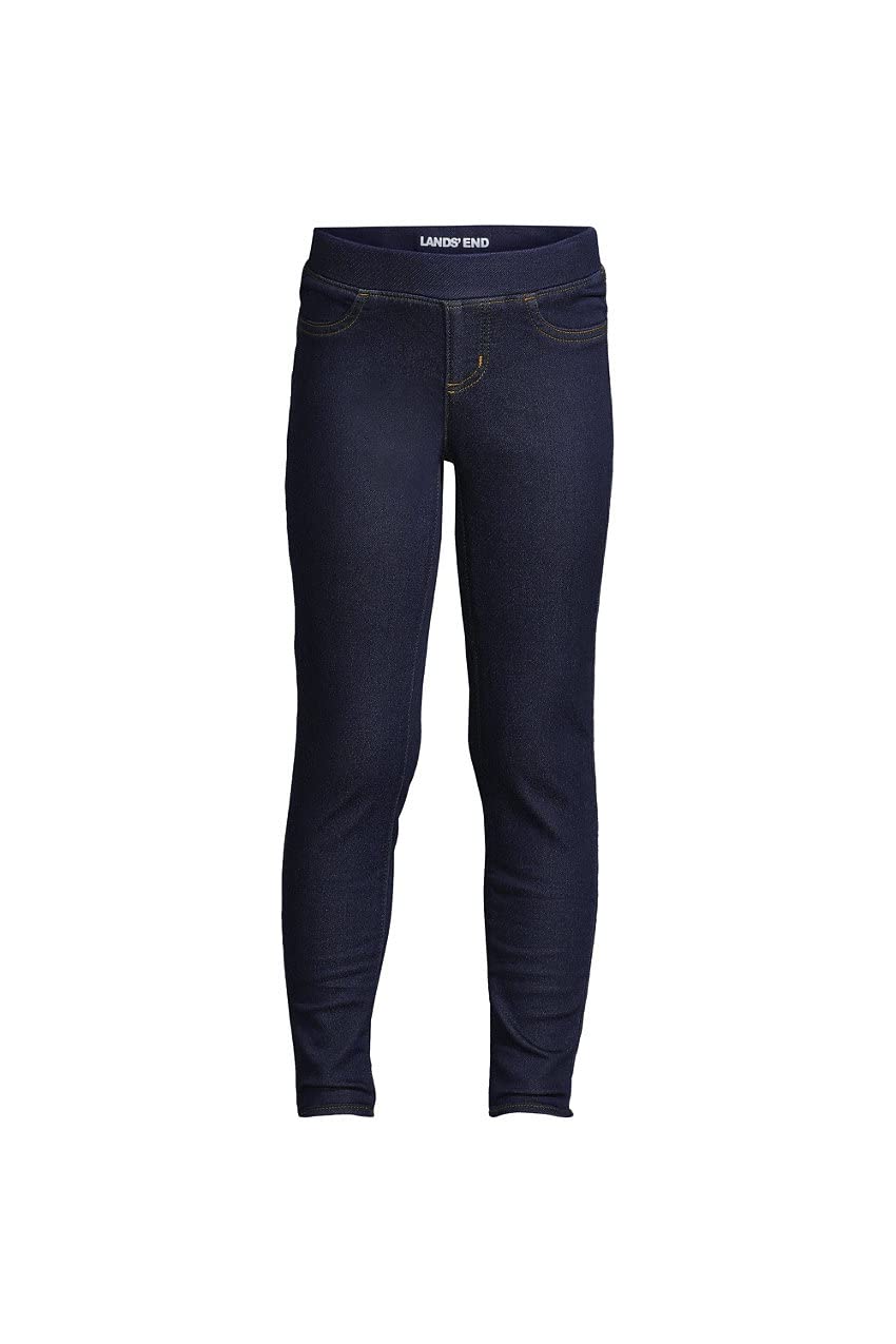 Lands' End Girls' Stretch Denim Jeggings with Iron-On Knee Patches - Comfortable & Stylish for School, Play & Everyday Wear