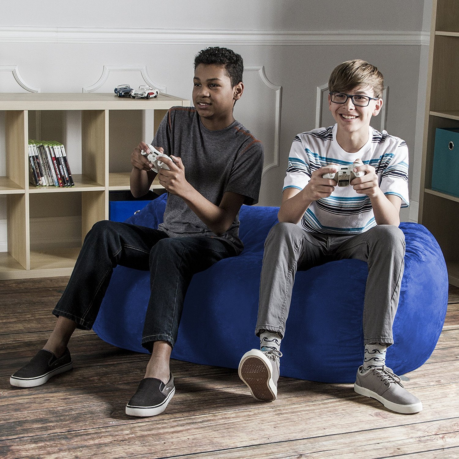 Jaxx Sofa Saxx Bean Bag Lounger - 4-Foot Oversized Comfortable Chair for Adults & Teens, Soft Blueberry Fabric - Perfect for Living Room, Game Room, Dorm & Relaxation