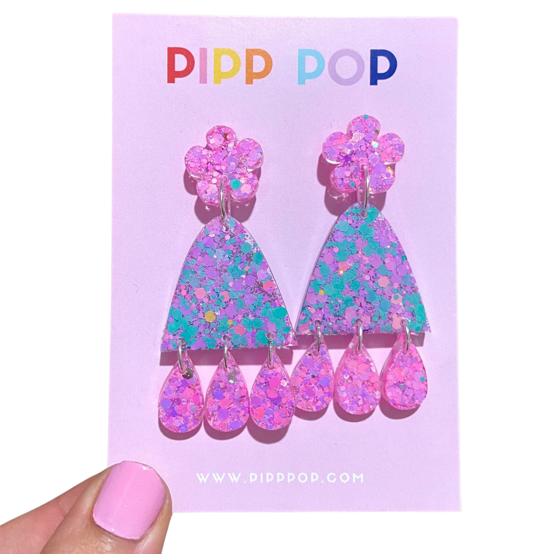 Suzie Glitter Dangle Earrings for Women - Sparkly Fashion Jewelry for Parties, Weddings & Evening Events