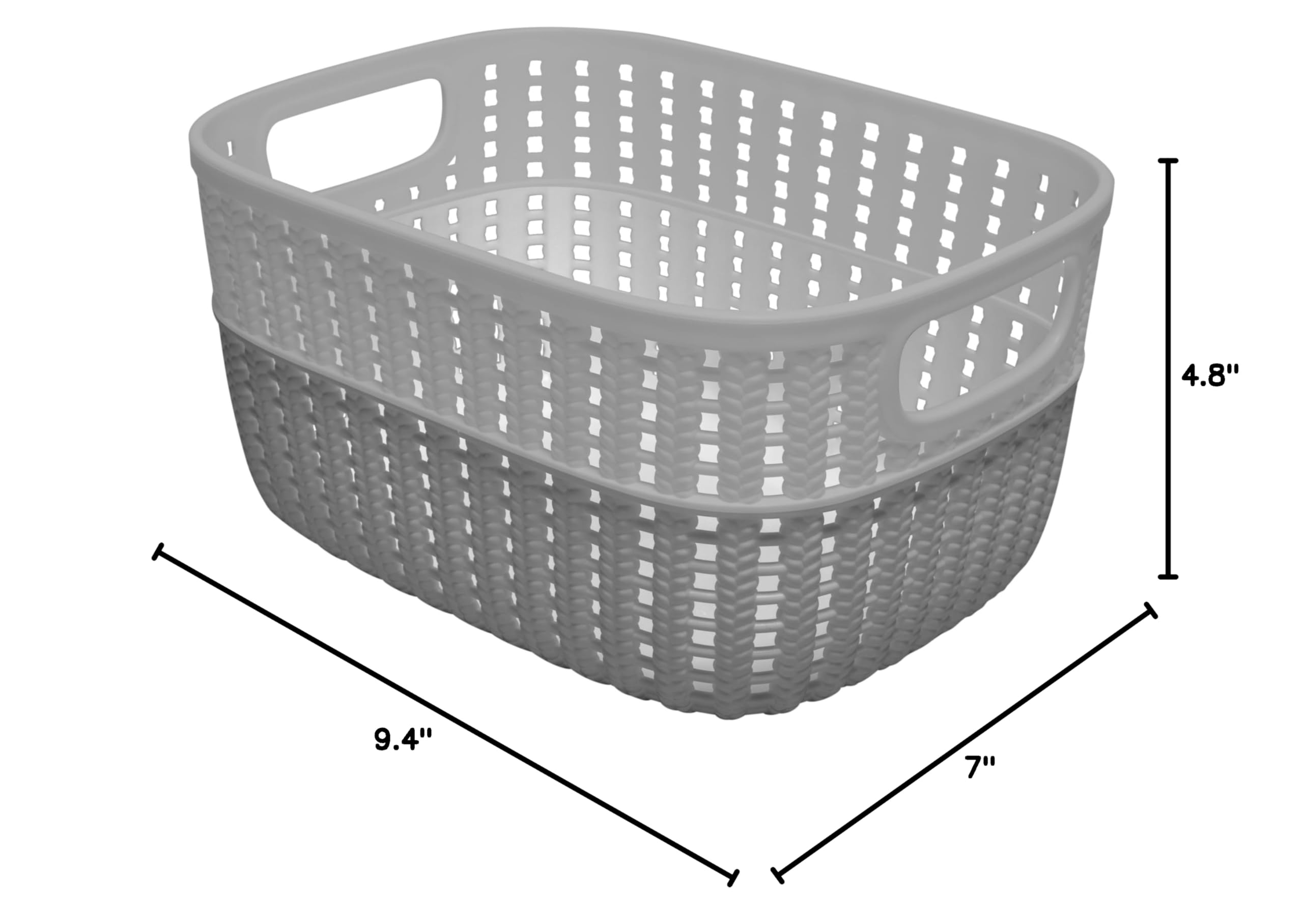 Simplify 2-Tone Sailor Knot Plastic Storage Tote Basket - Grey/Grey | Decorative Organizer for Closet, Bathroom & Toys | Space-Saving Solution for Home Organization & Decluttering
