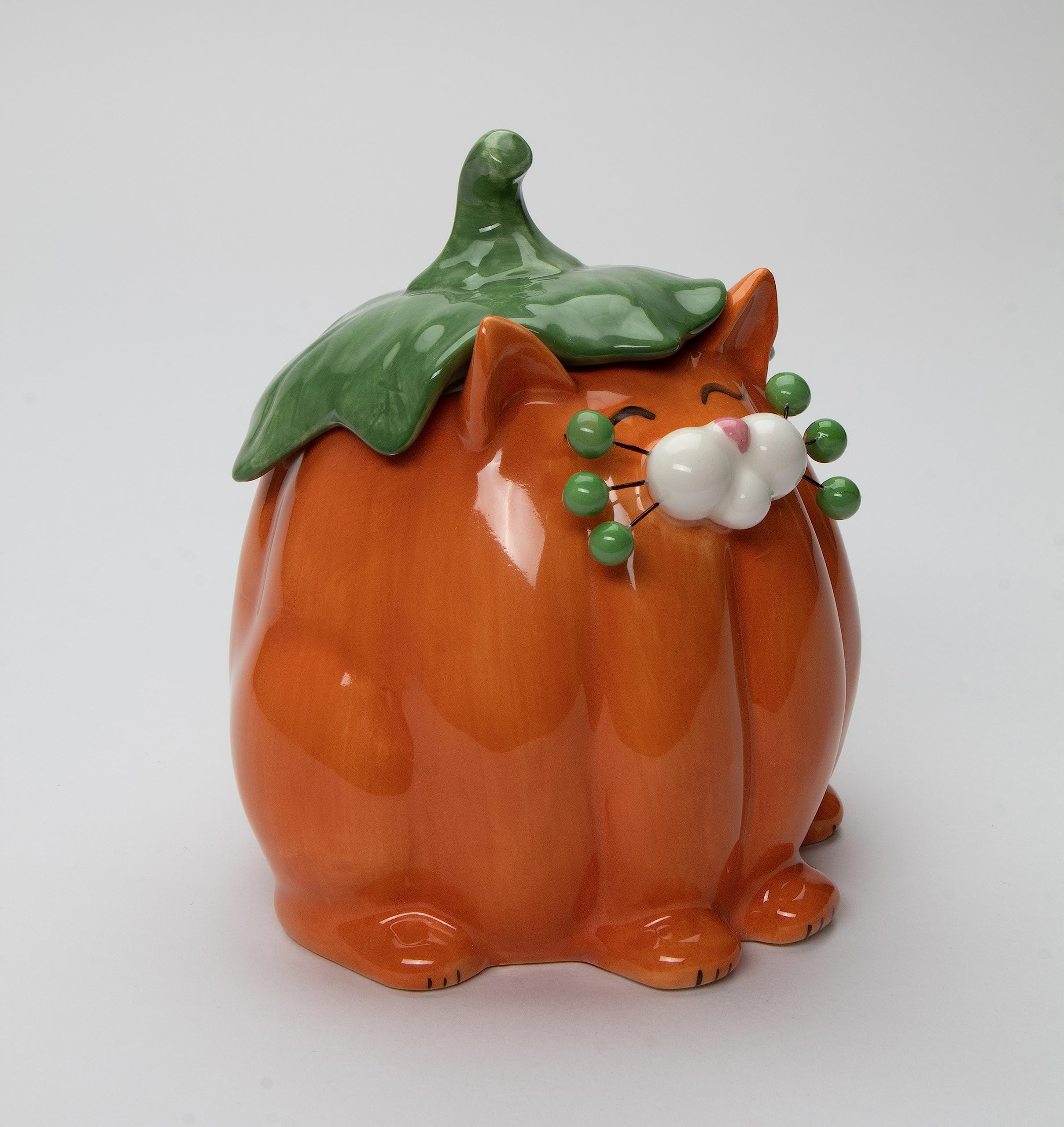 Premium Ceramic Whisker-Friendly Pumpkin Cat Treat Bowl - 7.25 Inch Height - Perfect for Halloween, Thanksgiving & Everyday Pet Snacks