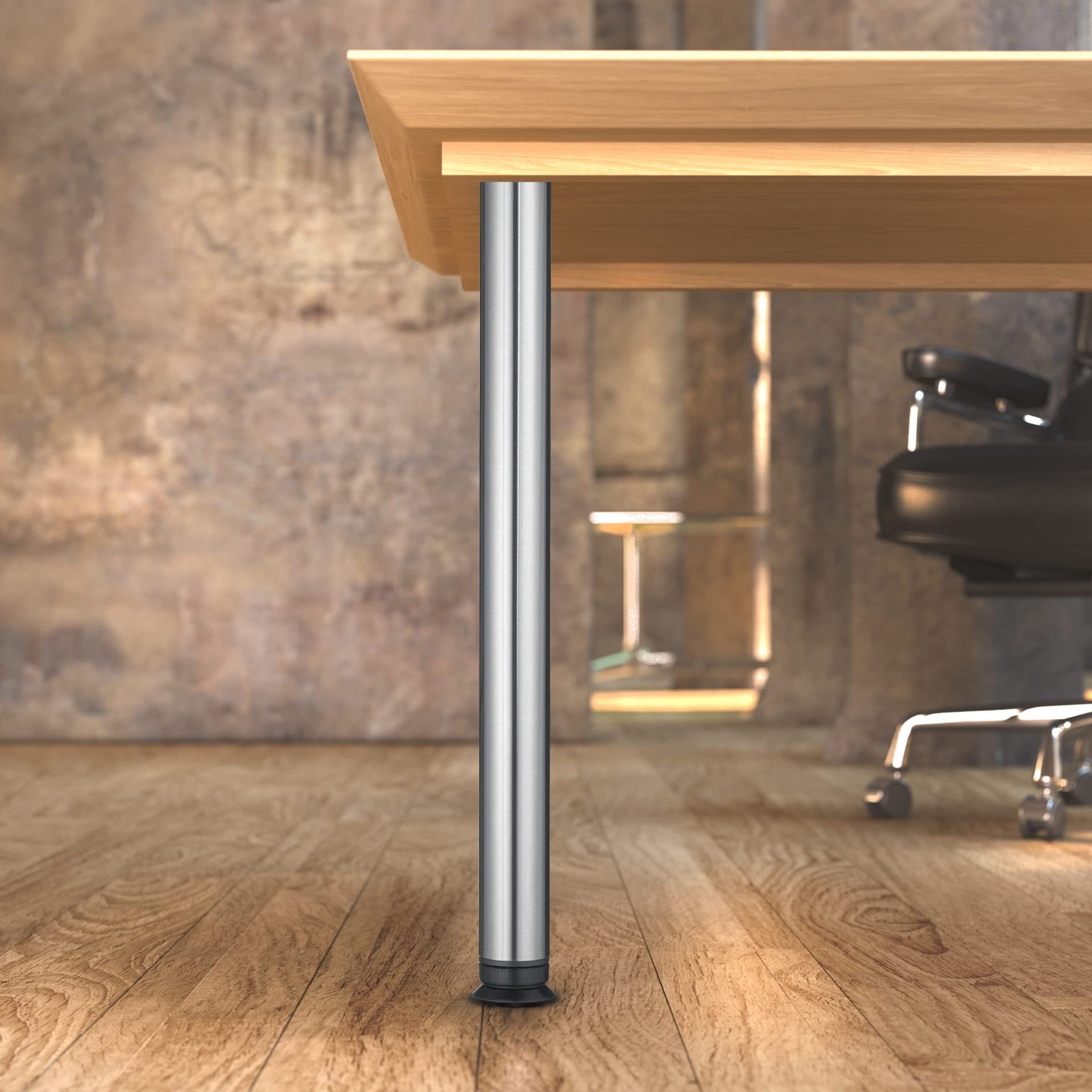 Richelieu Hardware 660710170 Stainless Steel Round Table Leg - Durable Metal Furniture Leg for Dining Tables, Kitchen Islands & Bar Stools