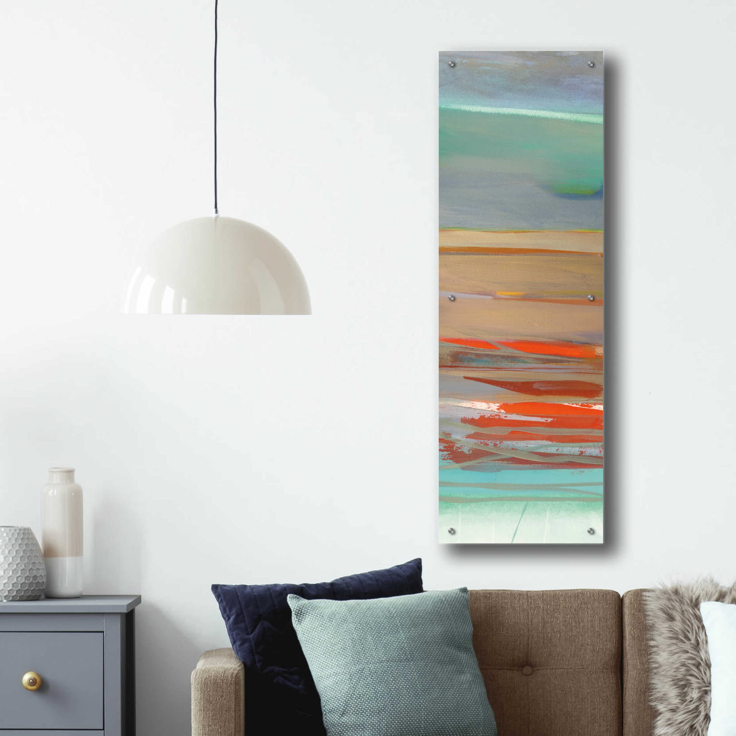 Epic Art 'Layers II' by Jo Maye - Modern Acrylic Glass Wall Art Painting 16x48 Inches - Perfect for Living Room, Bedroom & Office Decor