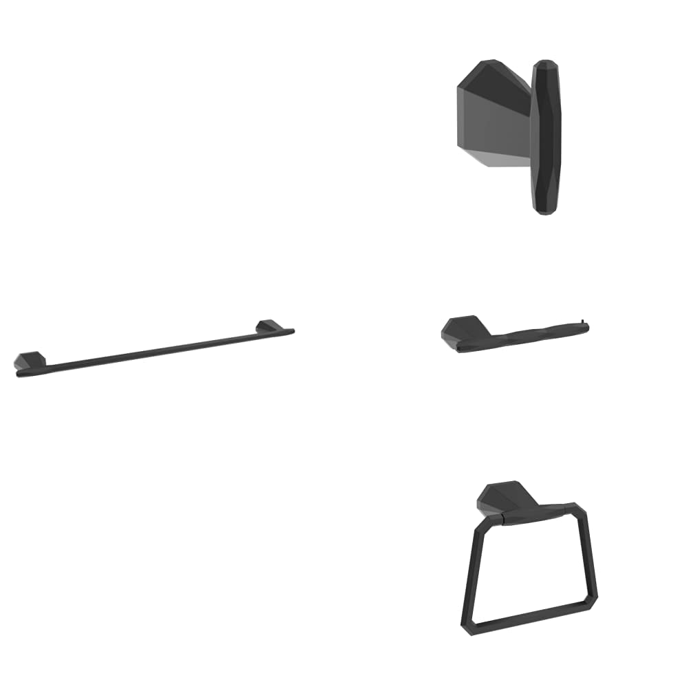 Amerock Matte Black St. Vincent 24-Inch Towel Bar Set - 4-Piece Bathroom Accessory Kit for Modern Home & Spa-Like Experience (610mm)