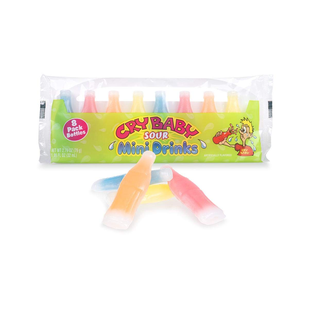 Sour Mini Wax Drinks - Cry Baby Candy (16 Bottles) | Fun Sour Treats for Kids, Parties & Halloween