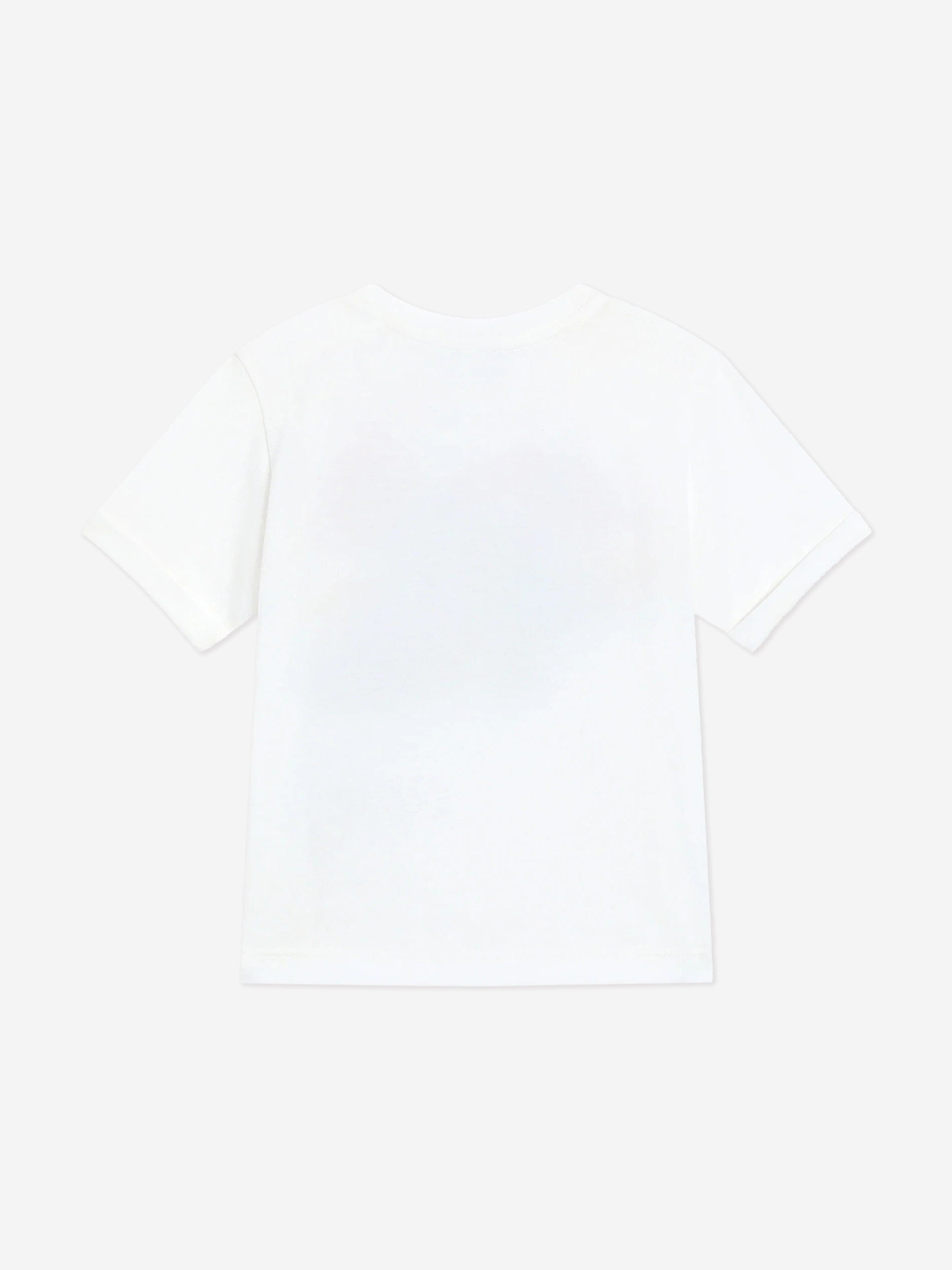 Baby Girls Floral Print Logo T-Shirt - White Cotton Tee for Toddlers | Perfect for Playdates, Birthday Parties & Family Photos