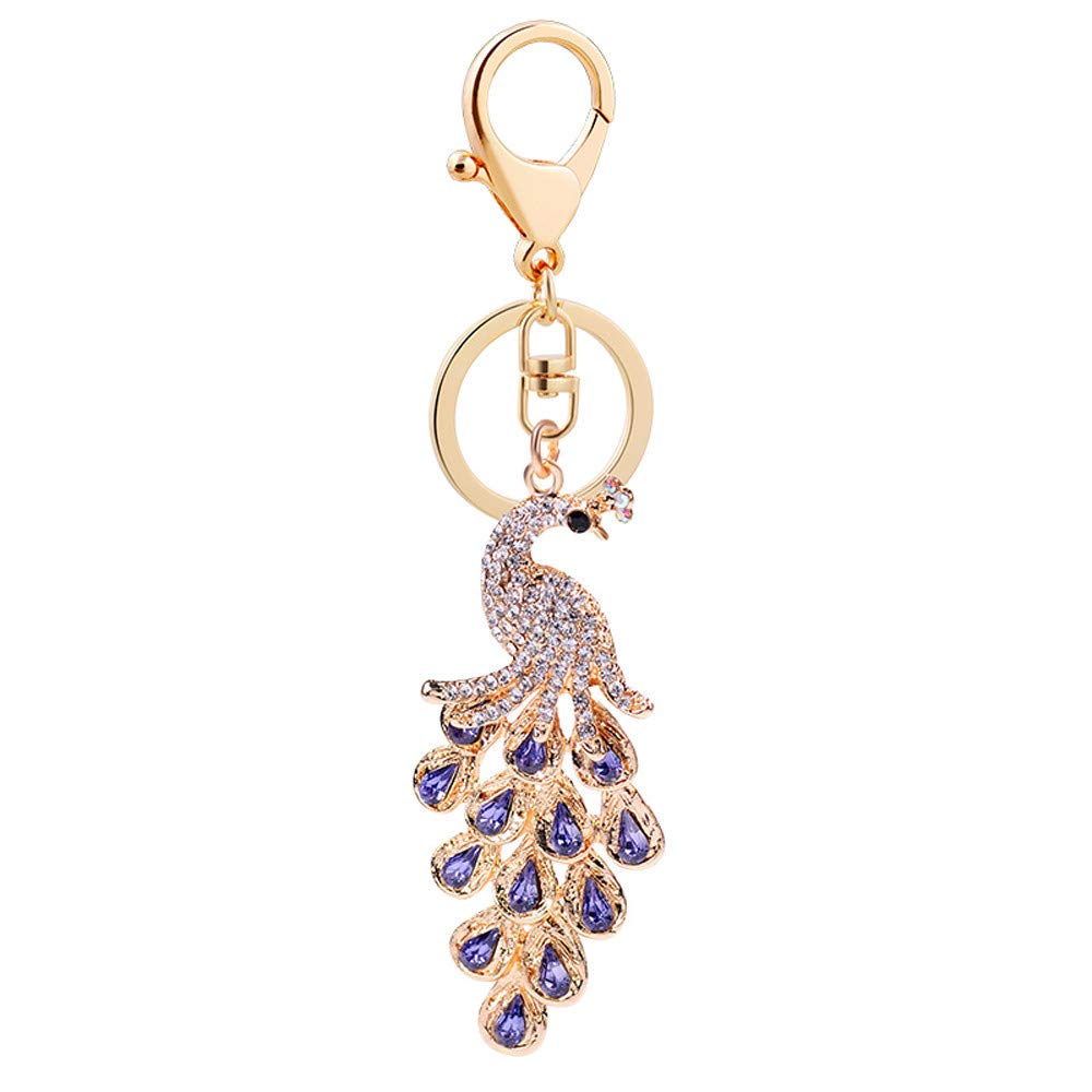 Rhinestone Peacock Keychain for Women - Elegant Purse Accessory