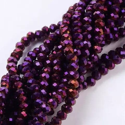 ZILZON® 8mm Purple Metallic Rondelle Faceted Crystal Beads for Jewelry Making - DIY Beading Supplies, Arts & Crafts (1 String) - Perfect for Bracelets, Necklaces & Home Decor Projects